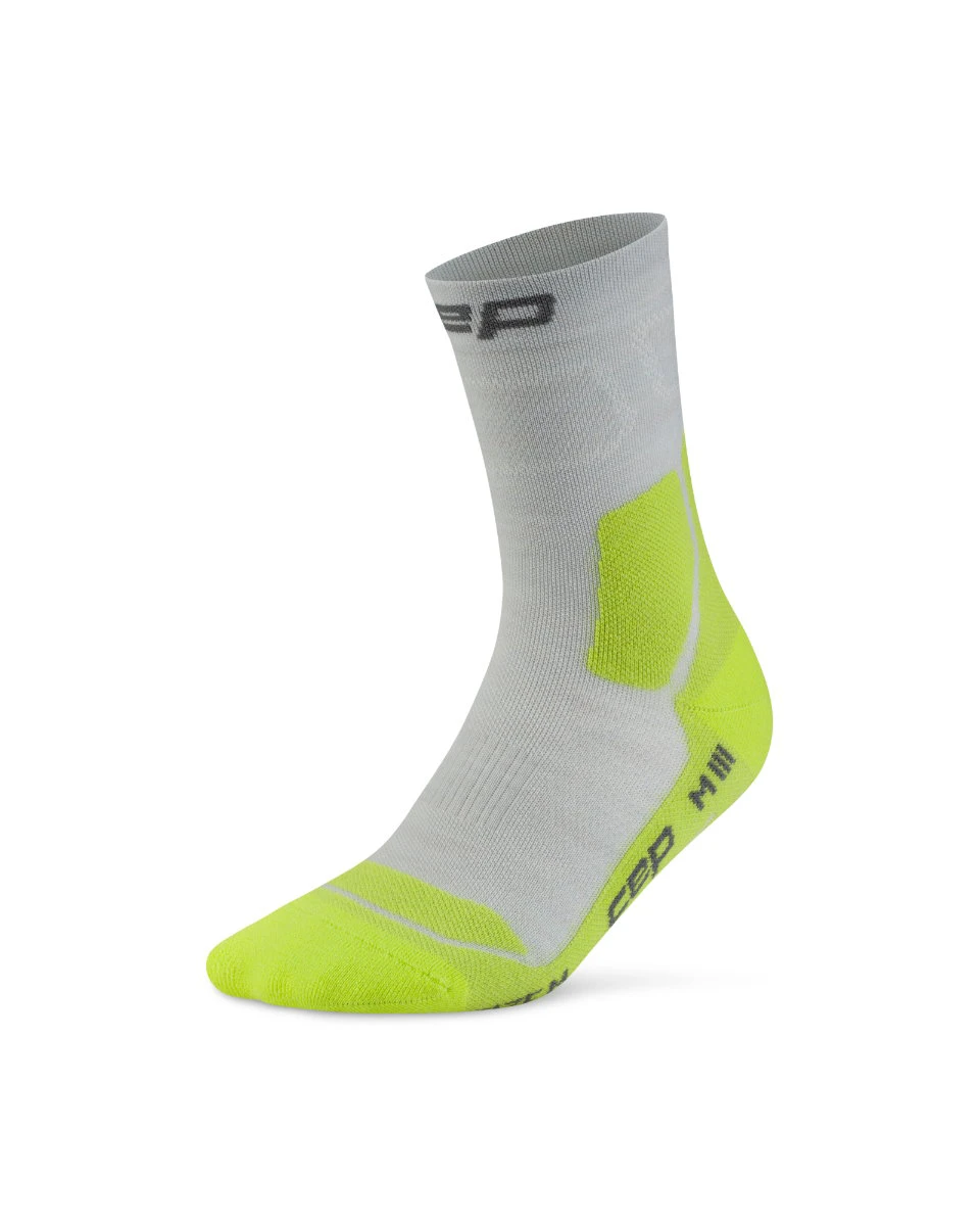 Șosete compresie hiking CEP Hiking Light Cushion Mid Cut - gri/verde lime - 225140