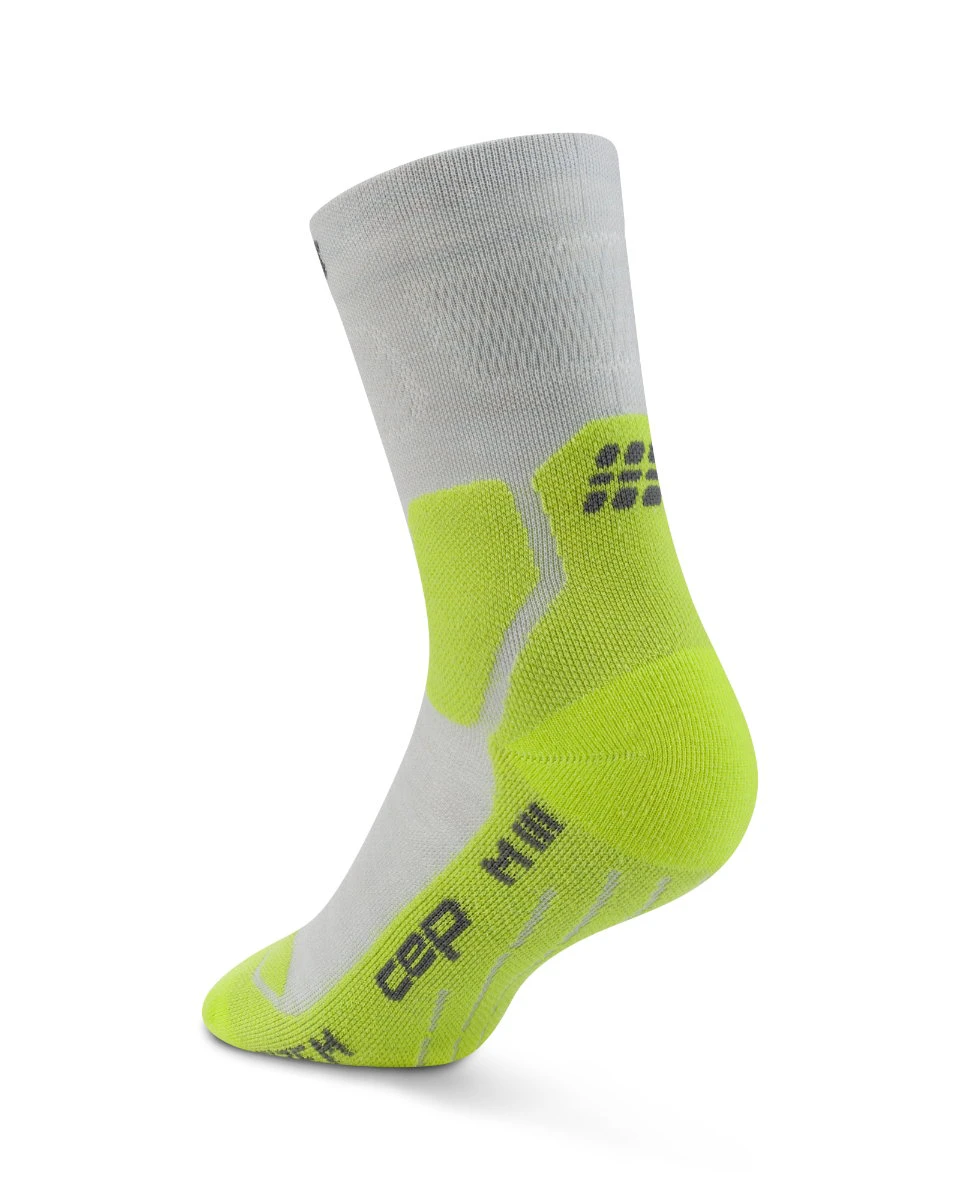 2. Șosete compresie hiking CEP Hiking Light Cushion Mid Cut - gri/verde lime