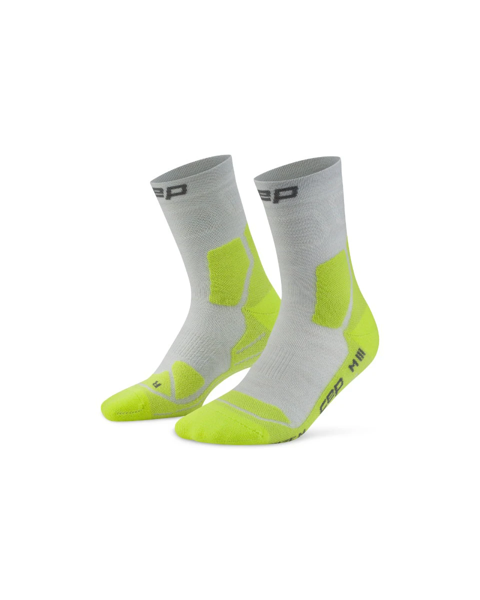 3. Șosete compresie hiking CEP Hiking Light Cushion Mid Cut - gri/verde lime