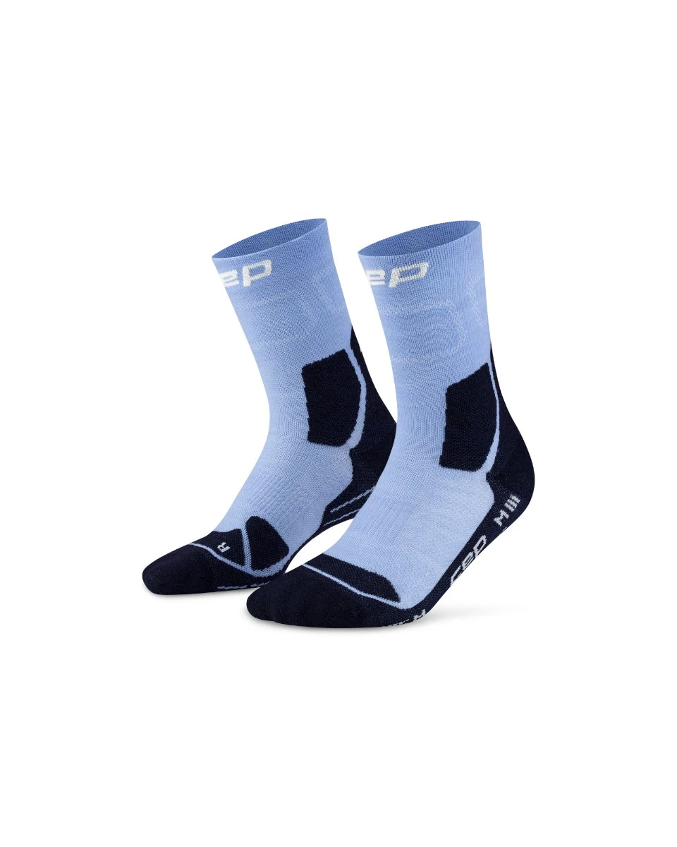 3. Șosete compresie hiking CEP Hiking Light Cushion Mid Cut - albastru deschis/bleumarin