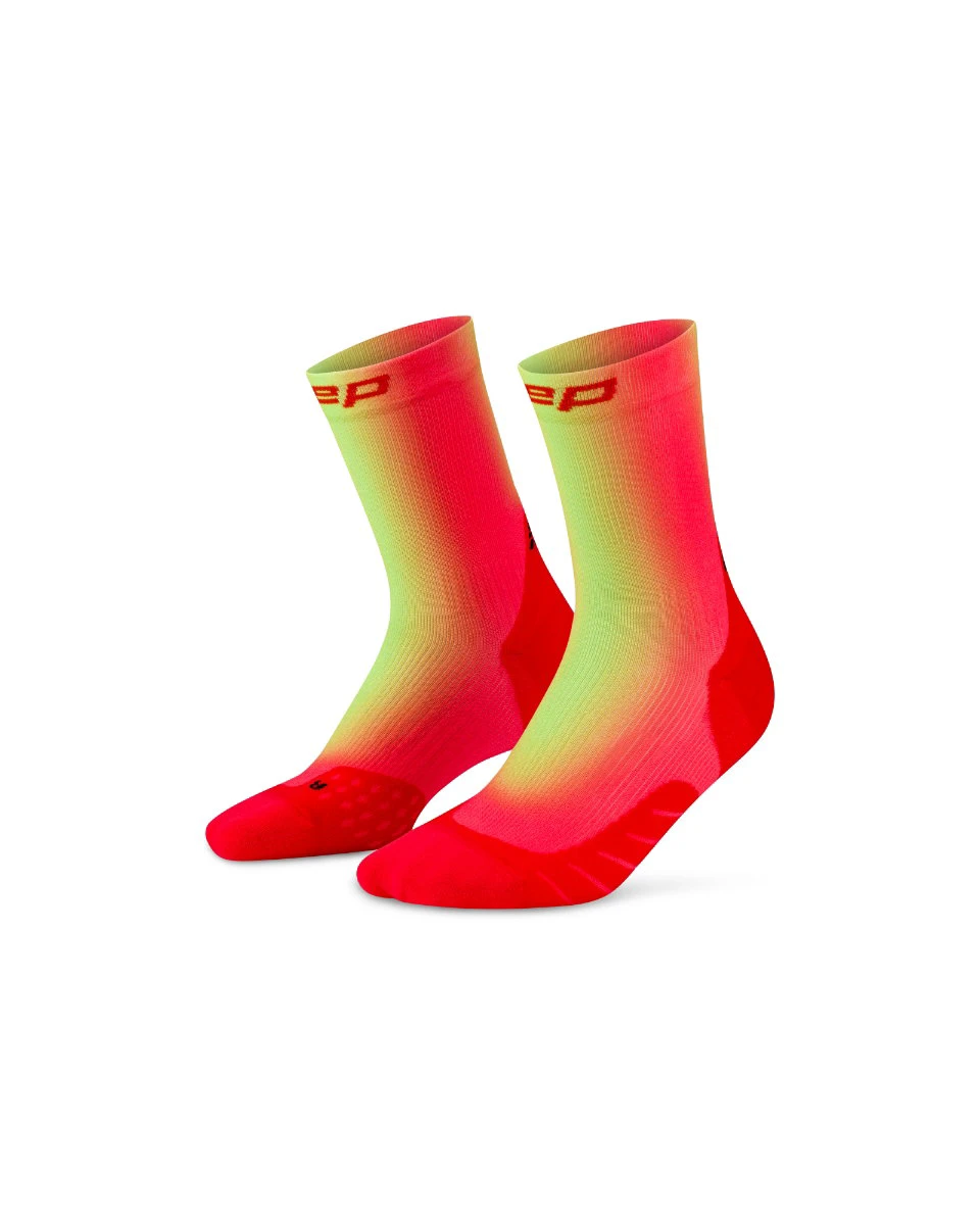 3. Șosete compresie CEP Run Edition Gradient 5.0 Mid Cut W - roșu/verde lime