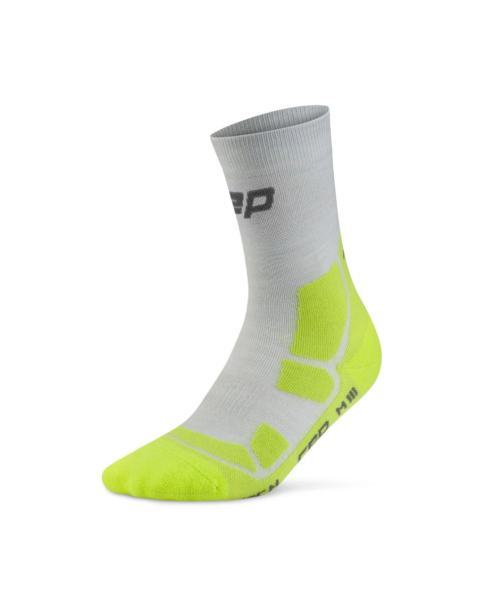 1. Șosete compresie CEP Hiking Mid Cushion - gri/verde acid | drumeții