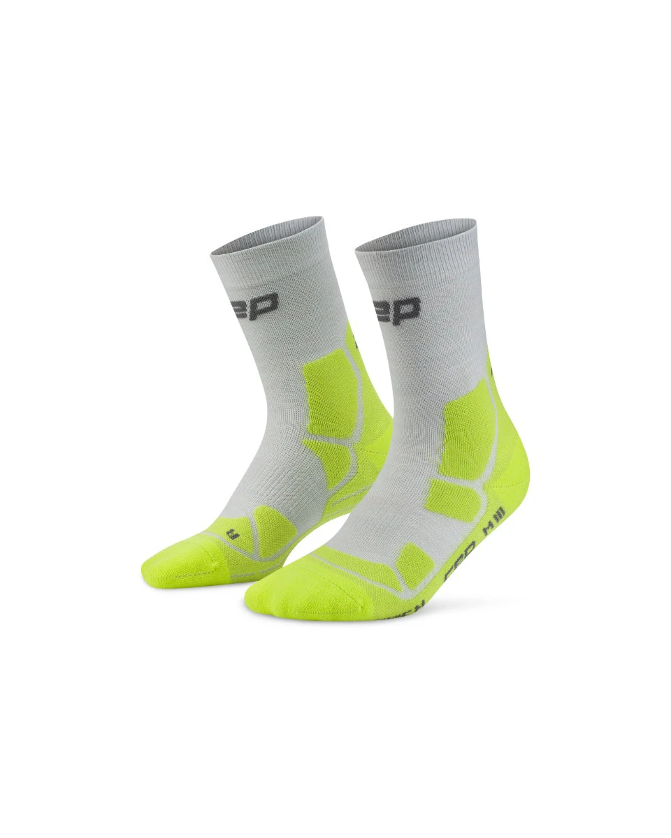 3. Șosete compresie CEP Hiking Mid Cushion - gri/verde acid | drumeții