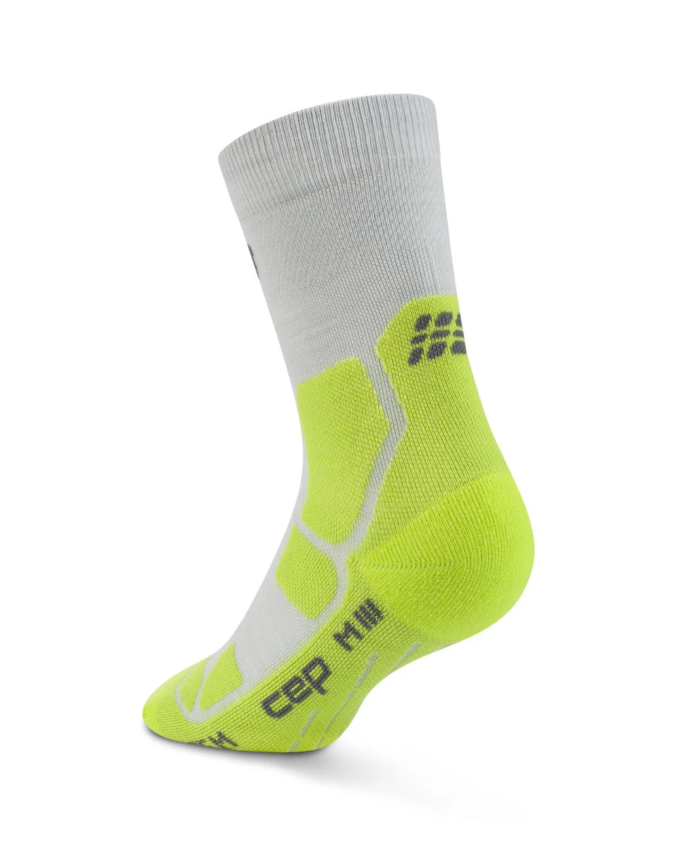 2. Șosete compresie CEP Hiking Mid Cushion - gri/verde acid | drumeții