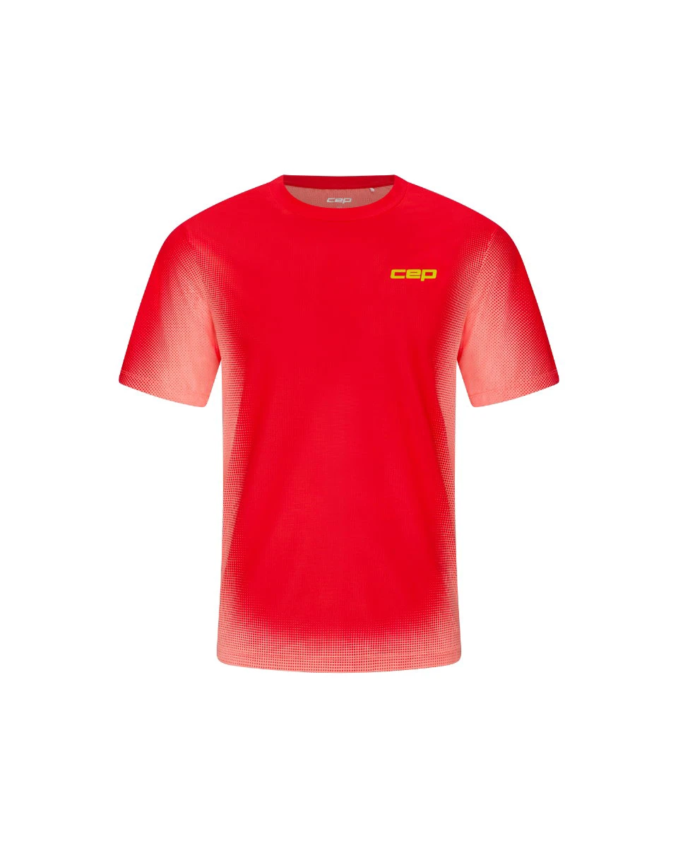 Tricou alergare CEP Core Run Short Sleeve - coral neon fade | respirabil - 225619