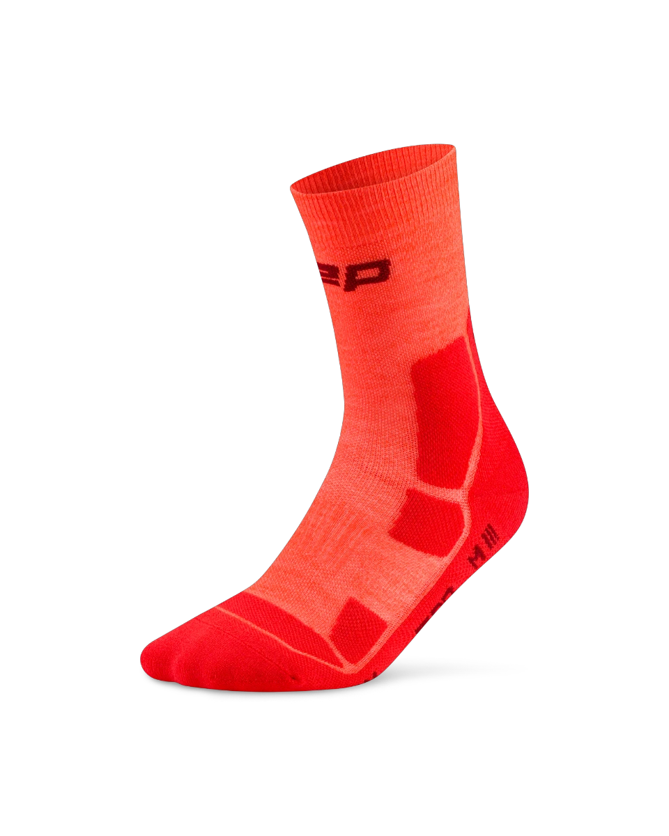 1. Șosete compresie hiking CEP Hiking Mid Cushion W - neon coral | roșu