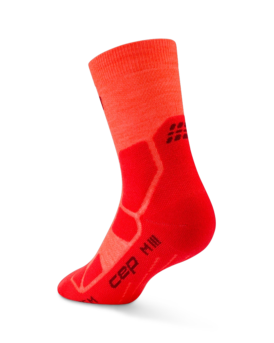 3. Șosete compresie hiking CEP Hiking Mid Cushion W - neon coral | roșu