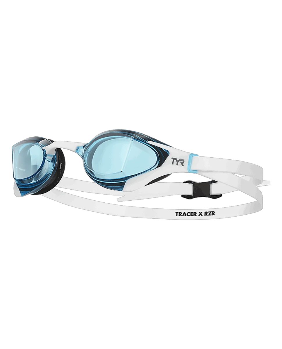 1. Ochelari înot TYR Tracer-X RZR Racing - albastru/alb | anti-fog