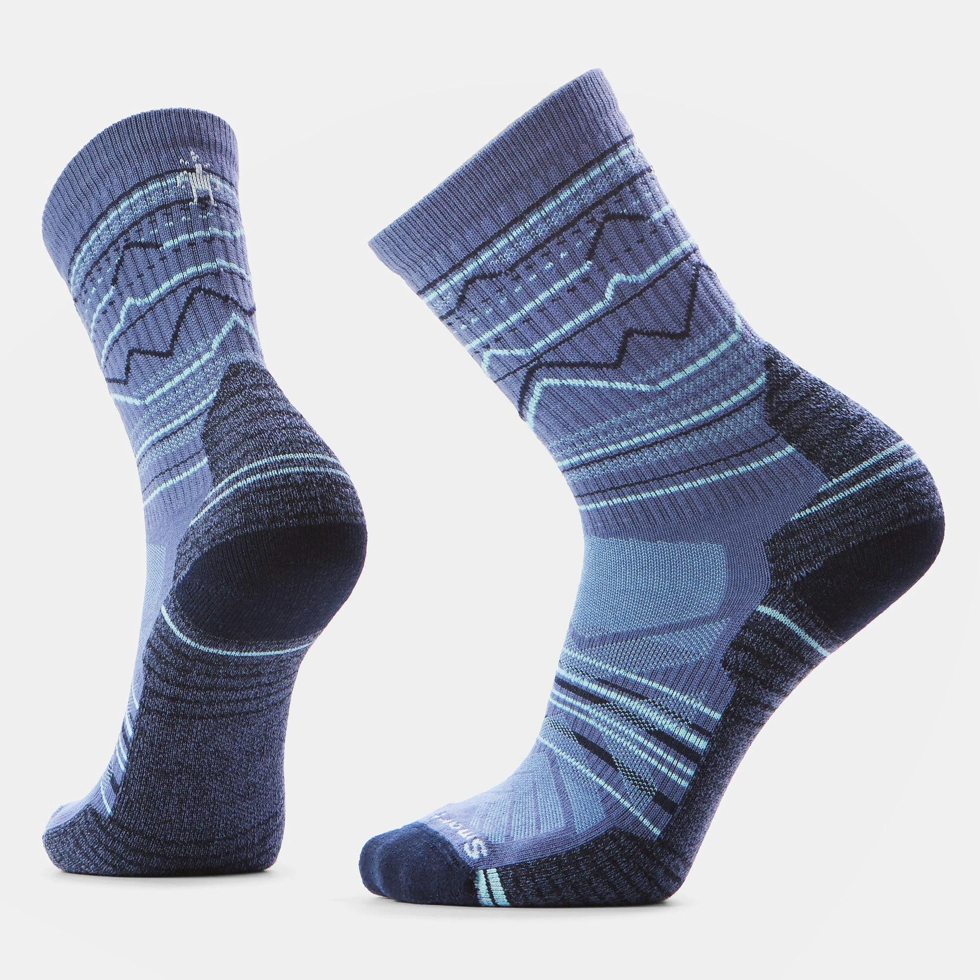 1. Șosete trekking Smartwool Hike Mountain Range Crew Light Cushion bărbați - albastru închis