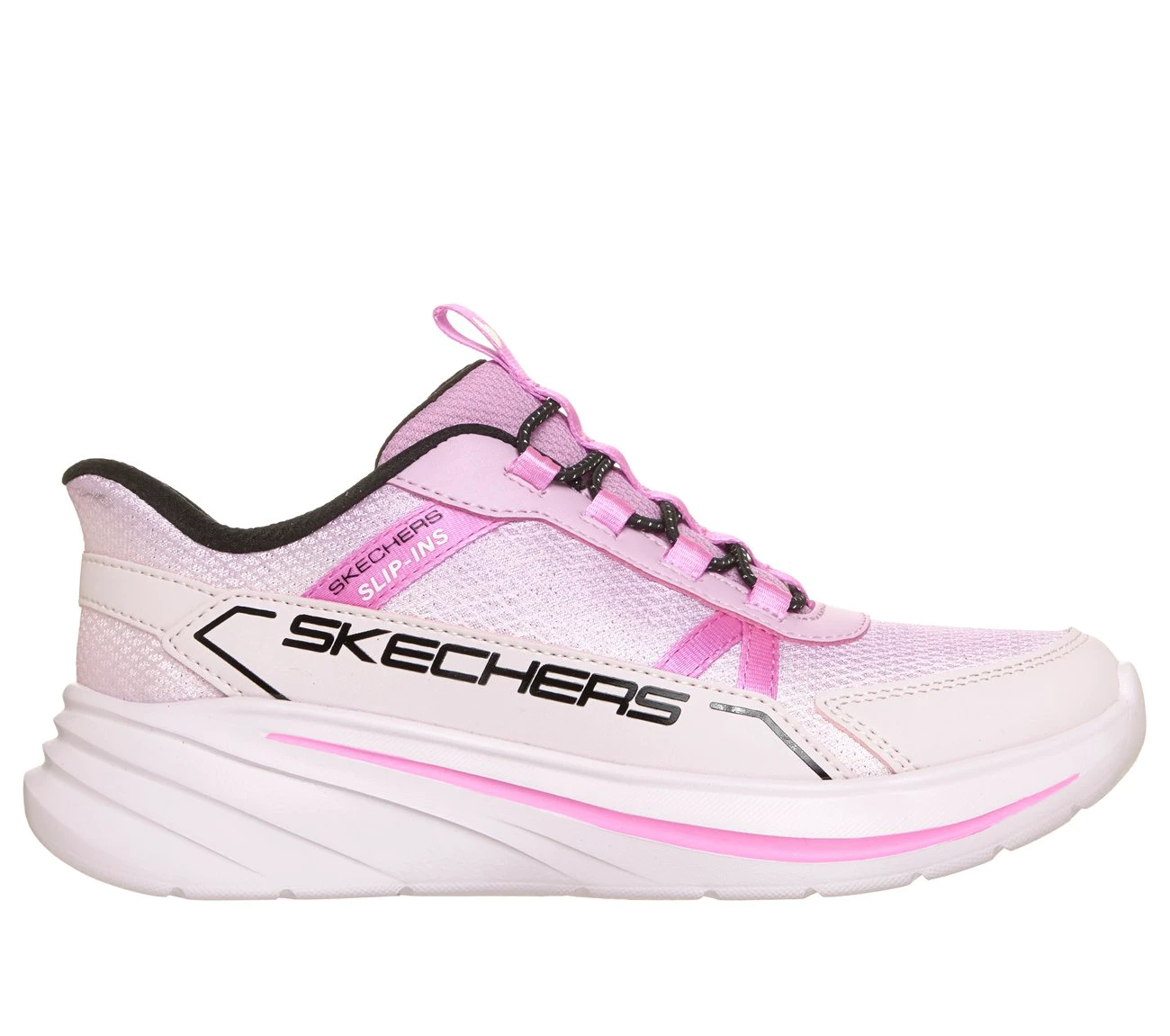 1. Pantofi sport Skechers Hands Free Slip-Ins Wave 92 Sparkle Sprint copii - roz deschis multicolor