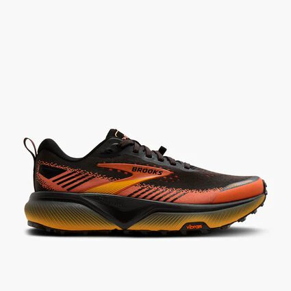 1. Pantofi alergare trail Brooks Cascadia 20 bărbați - negru cu corai și portocaliu
