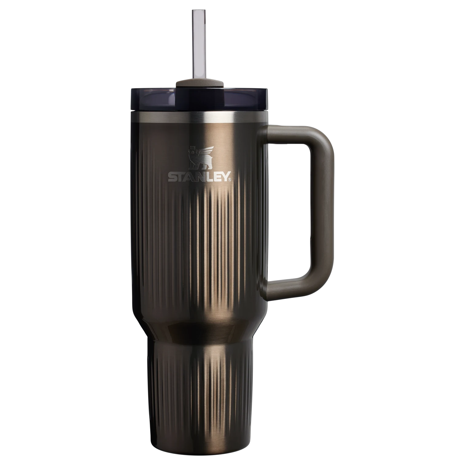1. Pahar termoizolant Stanley Quencher H2.0 Fluted cu pai 0,88 L - gri metalic