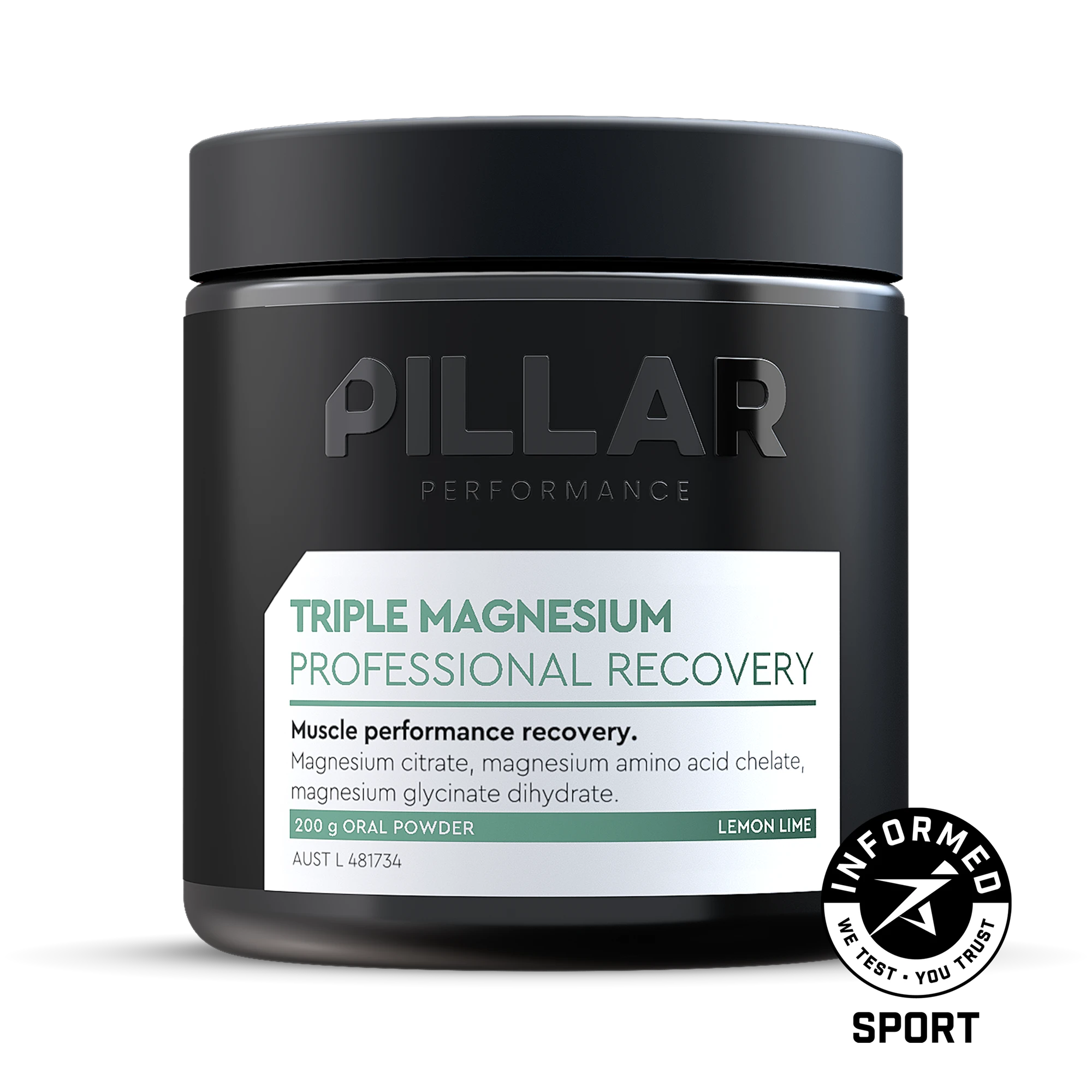 1. Supliment magneziu Pillar Performance Triple Magnesium pudră - lemon lime, borcan 200g