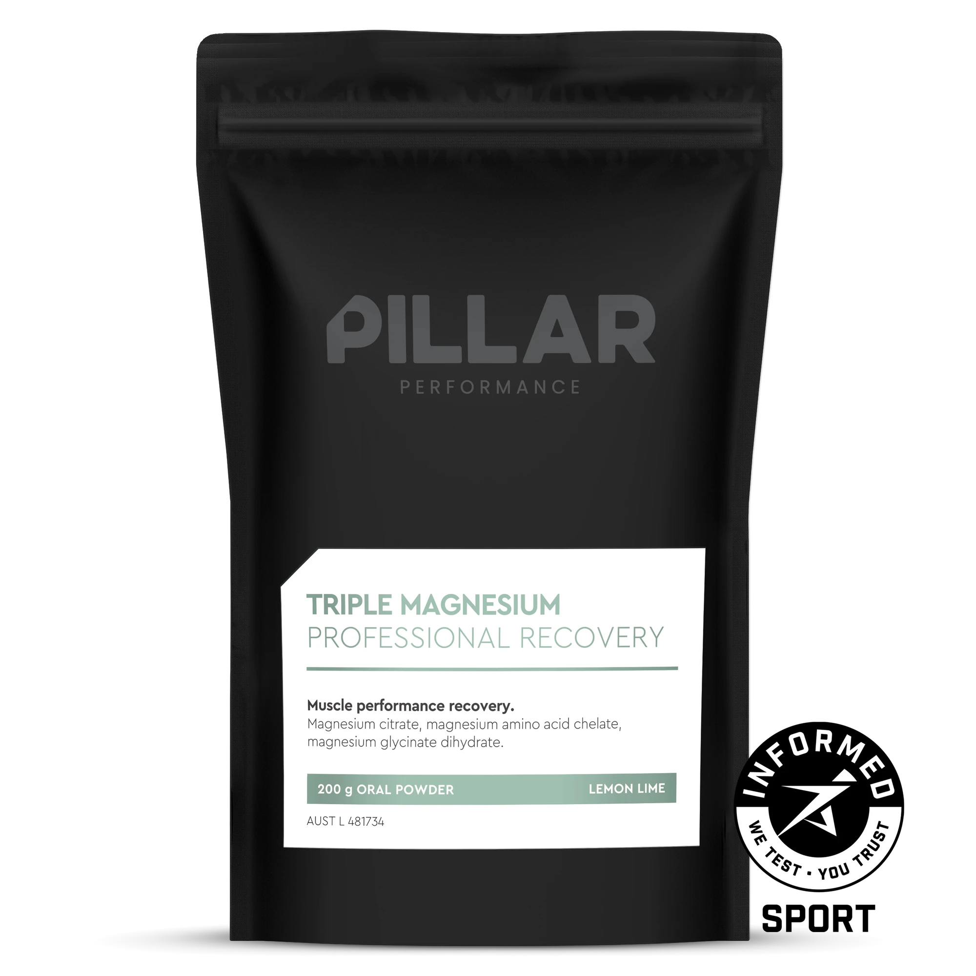 1. Supliment magneziu Pillar Performance Triple Magnesium pudră - lemon lime, plic 200g