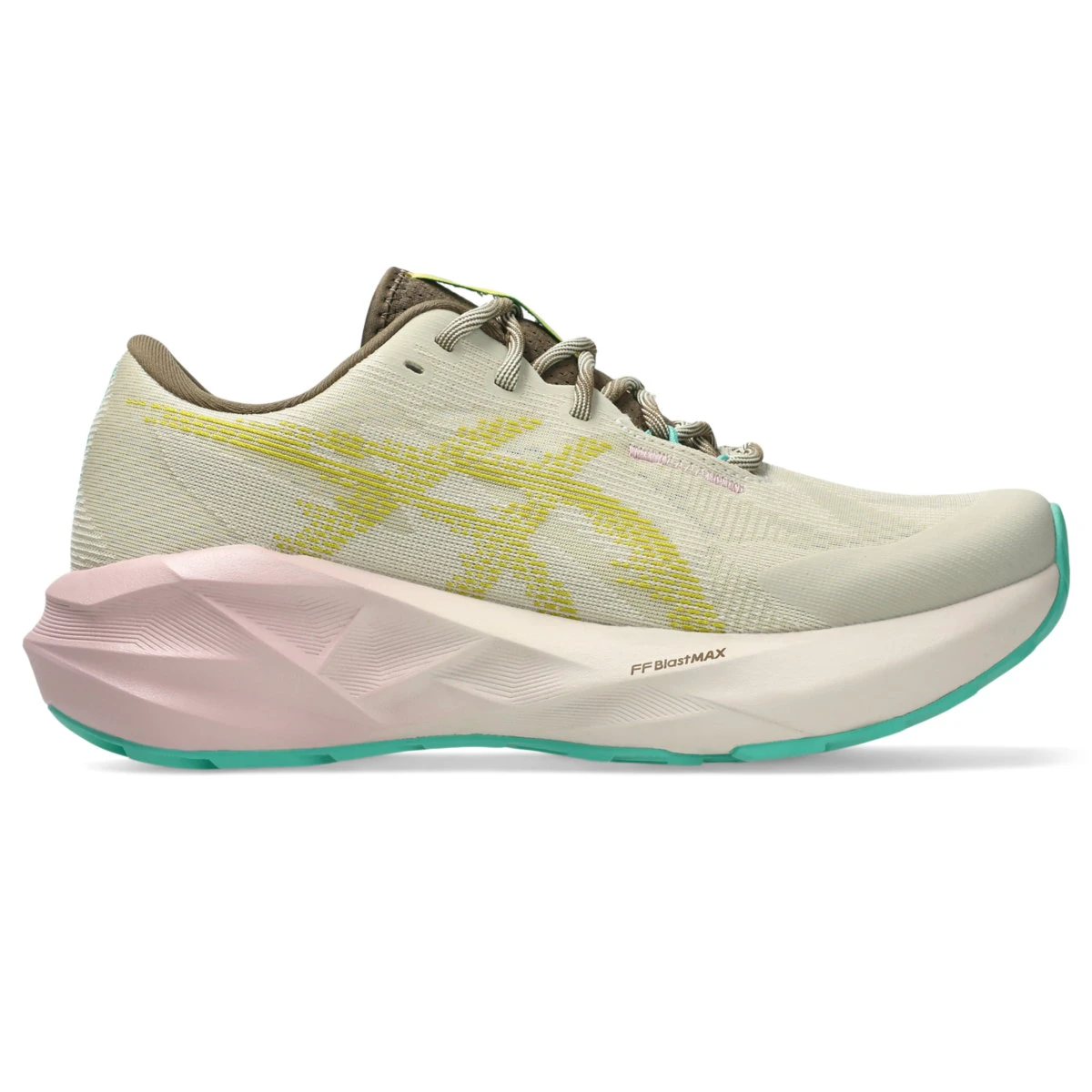 Pantofi alergare trail ASICS Novablast 5 TR damă - gri deschis și verde cactus - 229501