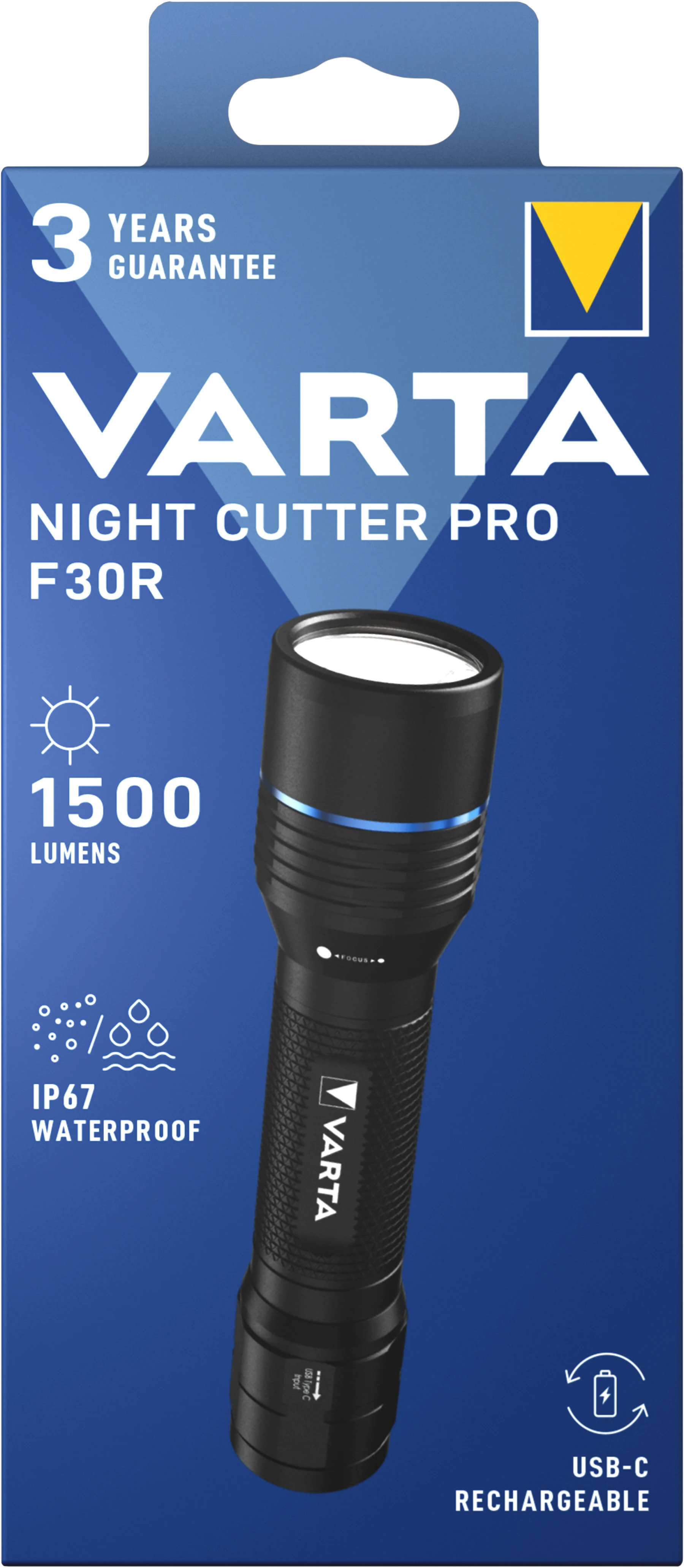 1. Lanterna Varta Night Cutter PRO F30R, aluminiu, 1500 lumeni