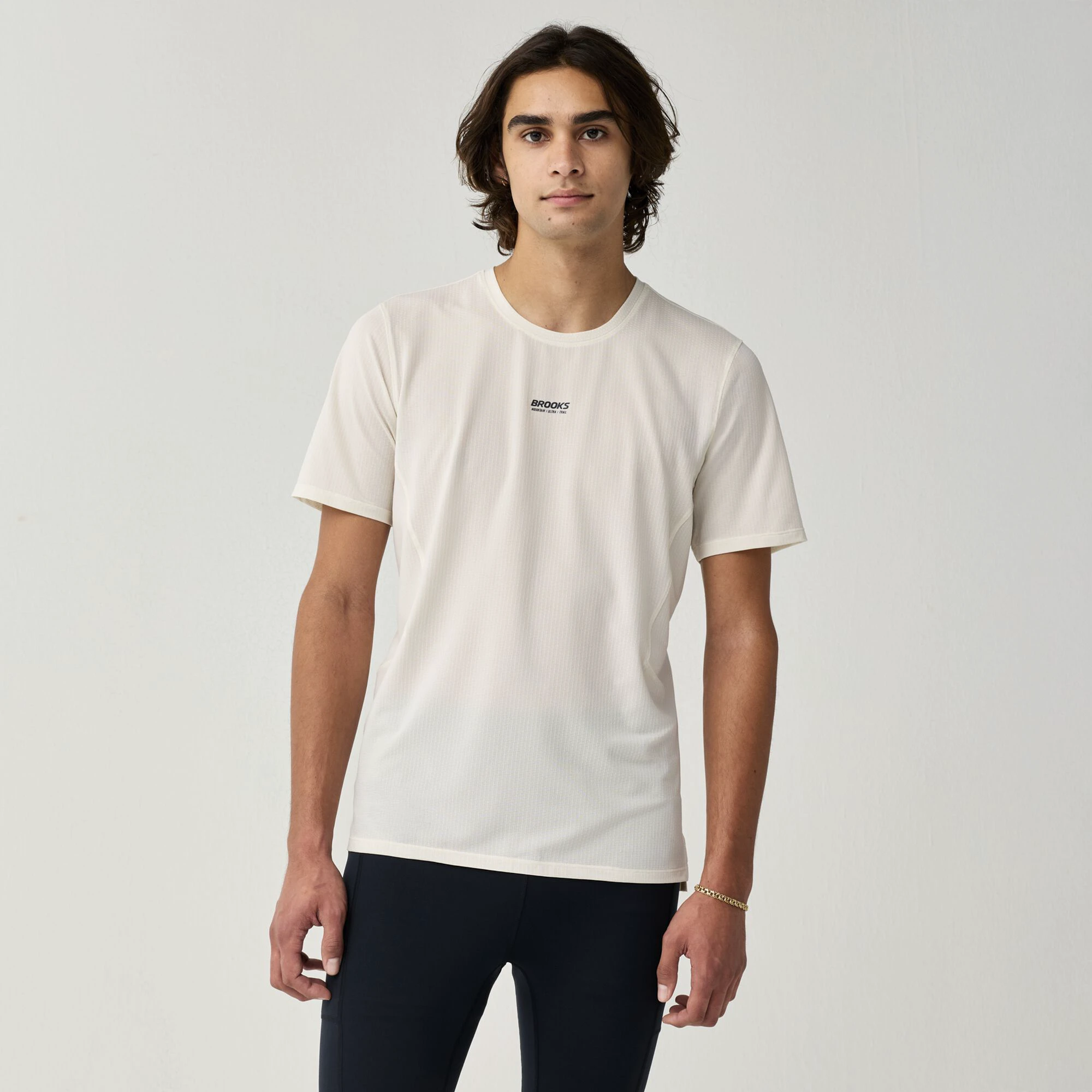 Tricou tehnic alergare Brooks High Point Short Sleeve 2.0 bărbați - crem - 229783