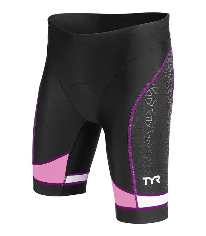 Pantaloni scurți triatlon TYR Competitor 8" damă - negru cu mov - 229821