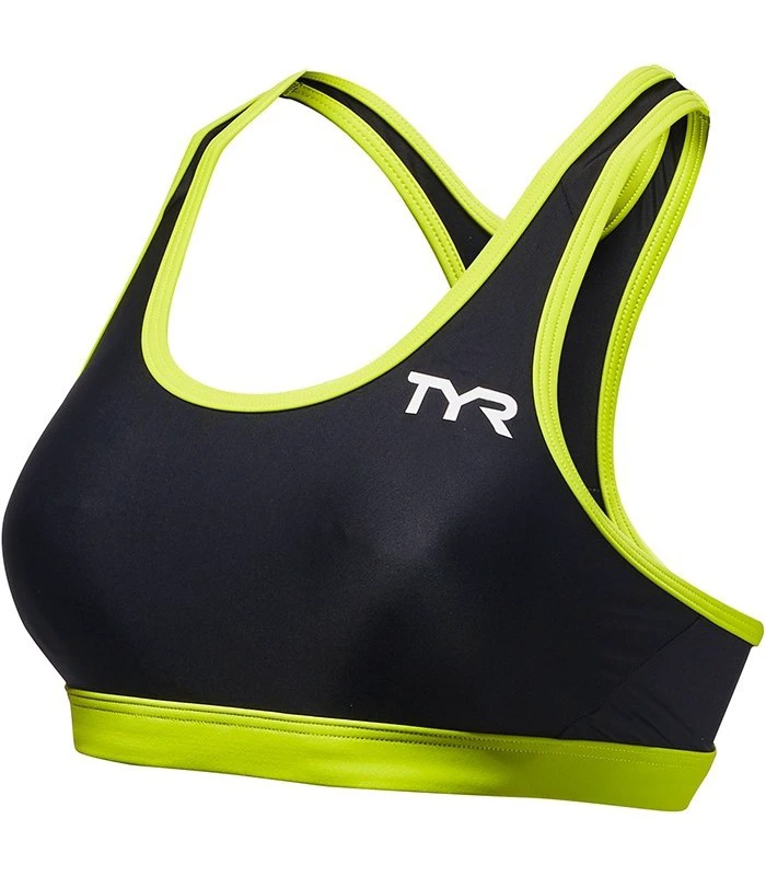 1. Bustieră triatlon TYR Competitor Racerback damă - negru cu verde lime