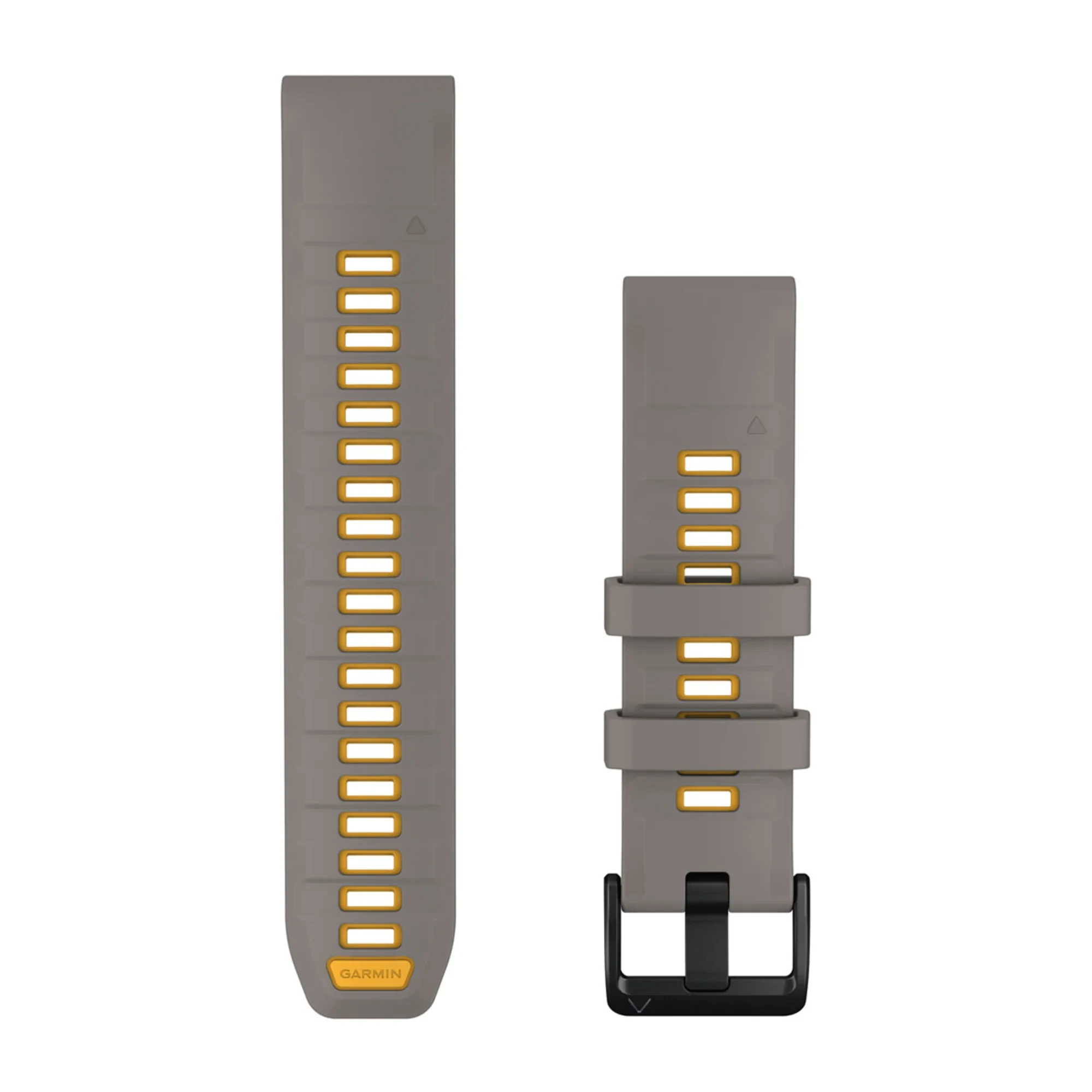 1. Garmin QuickFit 22 - curea silicon - gri Silver Gray I Yellow Flare