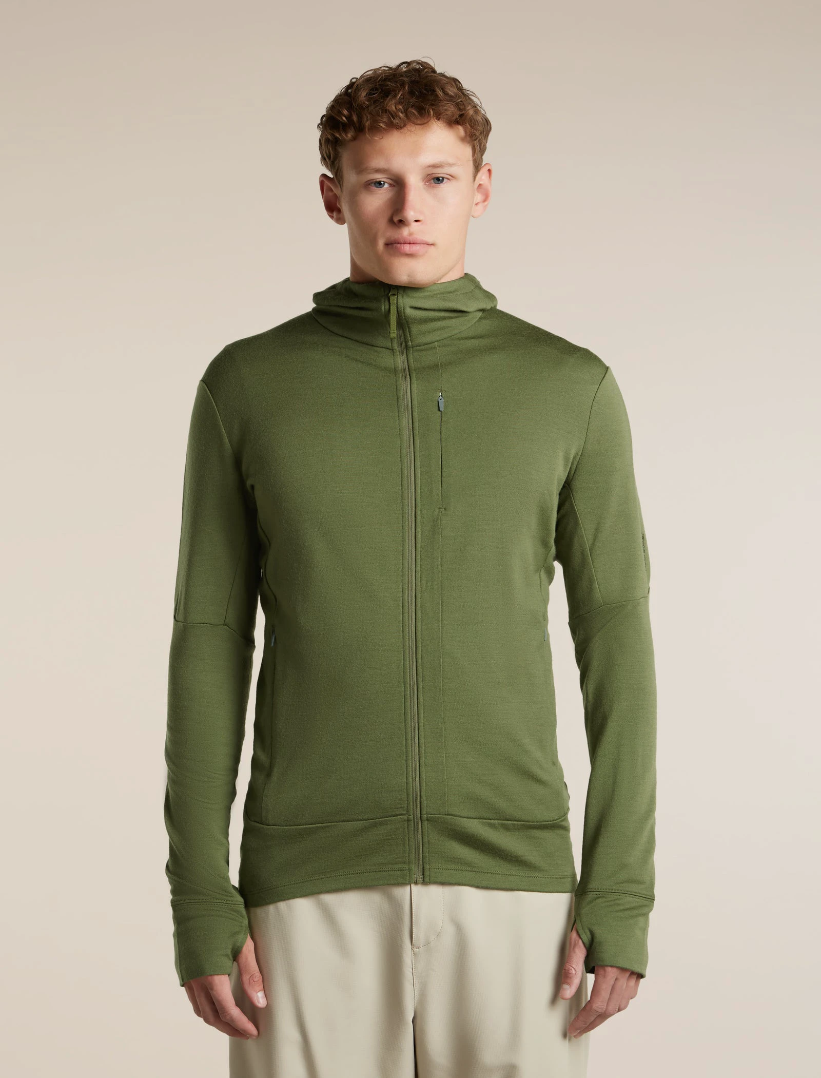 1. Hanorac Merino Icebreaker 260 Quantum Zip Hood - verde Sphagnum