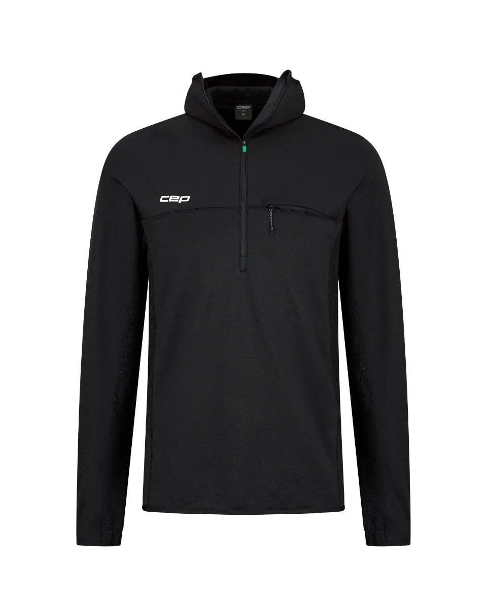 1. Hanorac alergare termic CEP Core Run Thermal Hoodie bărbați - negru | rezistent la vânt