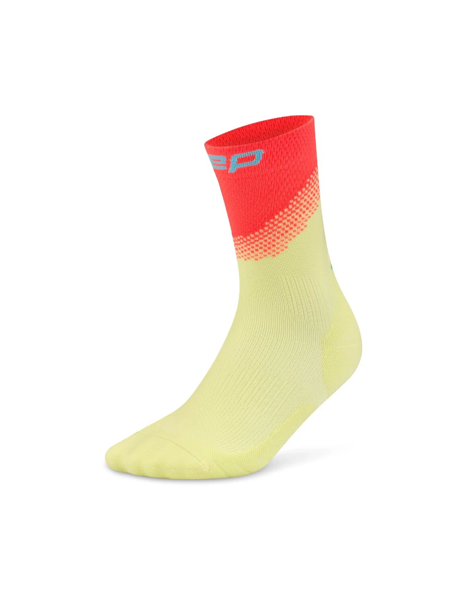 Șosete compresie CEP Run Edition Split Mid Cut W - lime/coral neon | alergare - 248449
