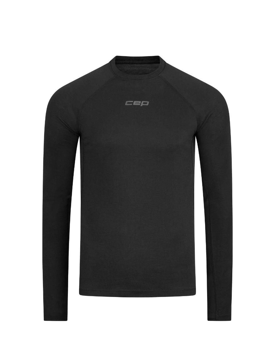 1. Bluză termică merinos CEP Core Run Merino Base Layer bărbați - negru | mânecă lungă