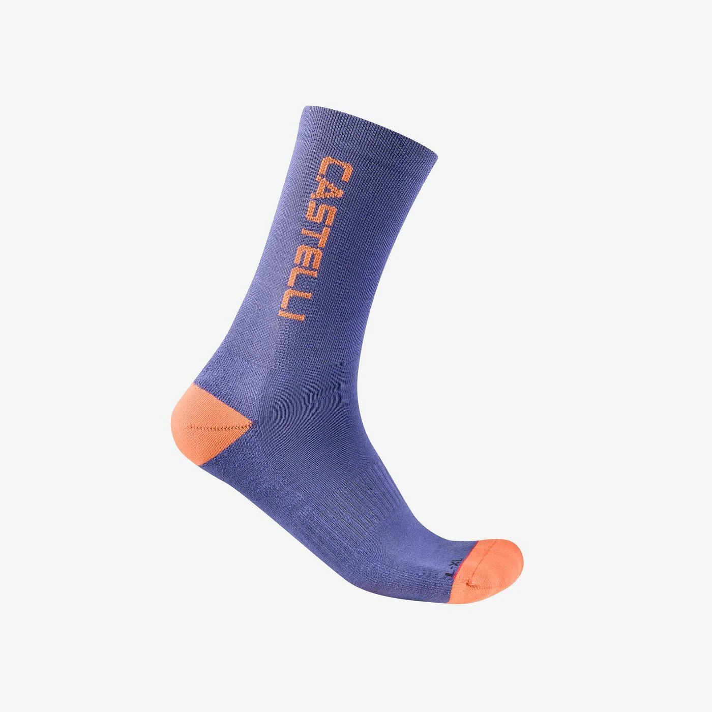 Șosete ciclism iarnă Castelli Sweetspot 20 Thermal - ultraviolet/portocaliu briliant | PrimaLoft® - 248682