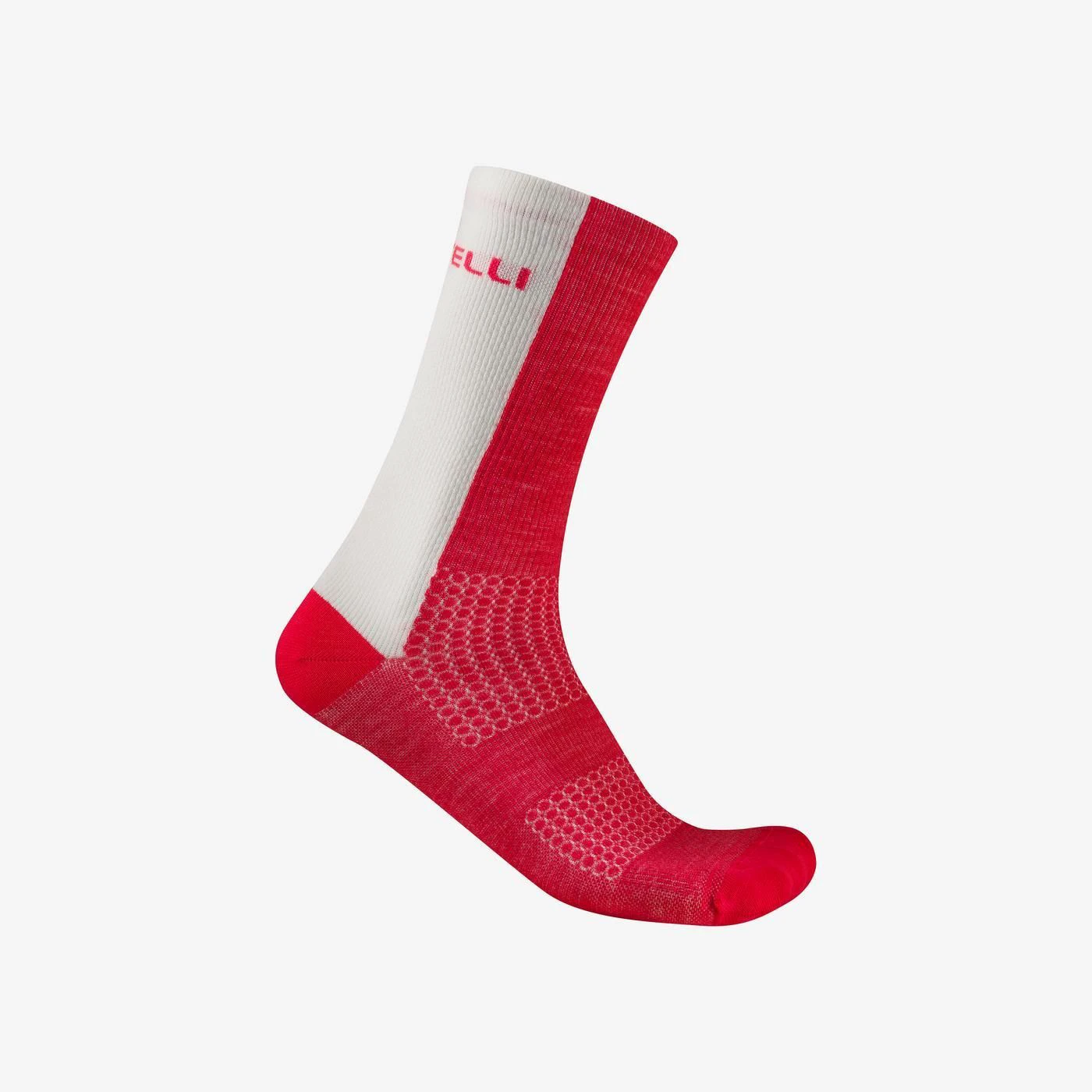 1. Șosete ciclism merinos Castelli Logo 18 - rosu/alb | lână merinos