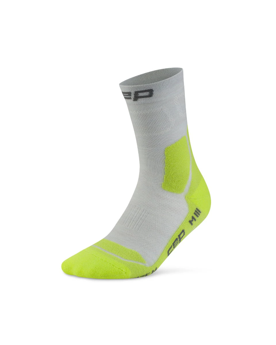 Șosete compresie hiking CEP Hiking Light Cushion Mid Cut - gri/lime acid - 248554
