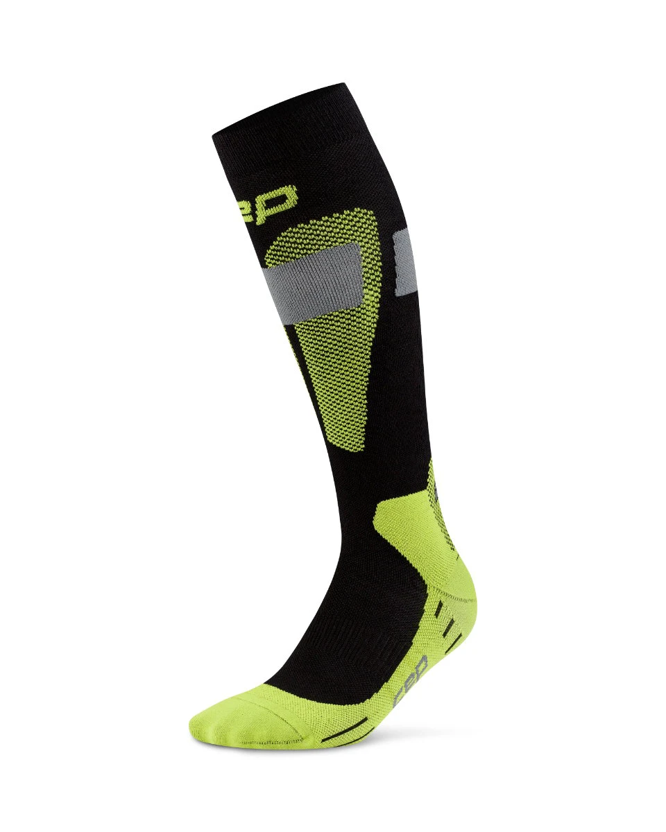 Șosete compresie schi CEP Ski Merino 3.0 - negru/lime | compresie schi - 248545