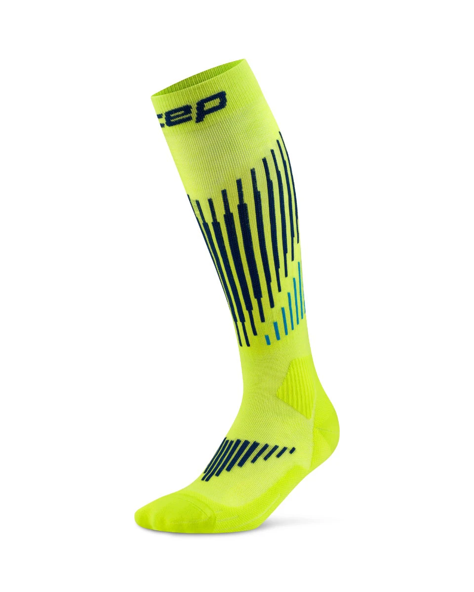 1. Șosete compresie schi de tură CEP Ski Touring Merino 3.0 - lime/albastru | compresie schi