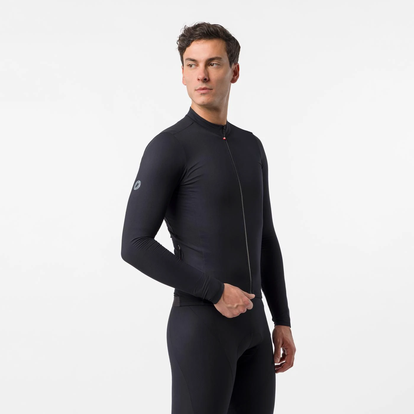 1. Tricou ciclism mânecă lungă Castelli Thermowoven LS Jersey - negru | cu lână