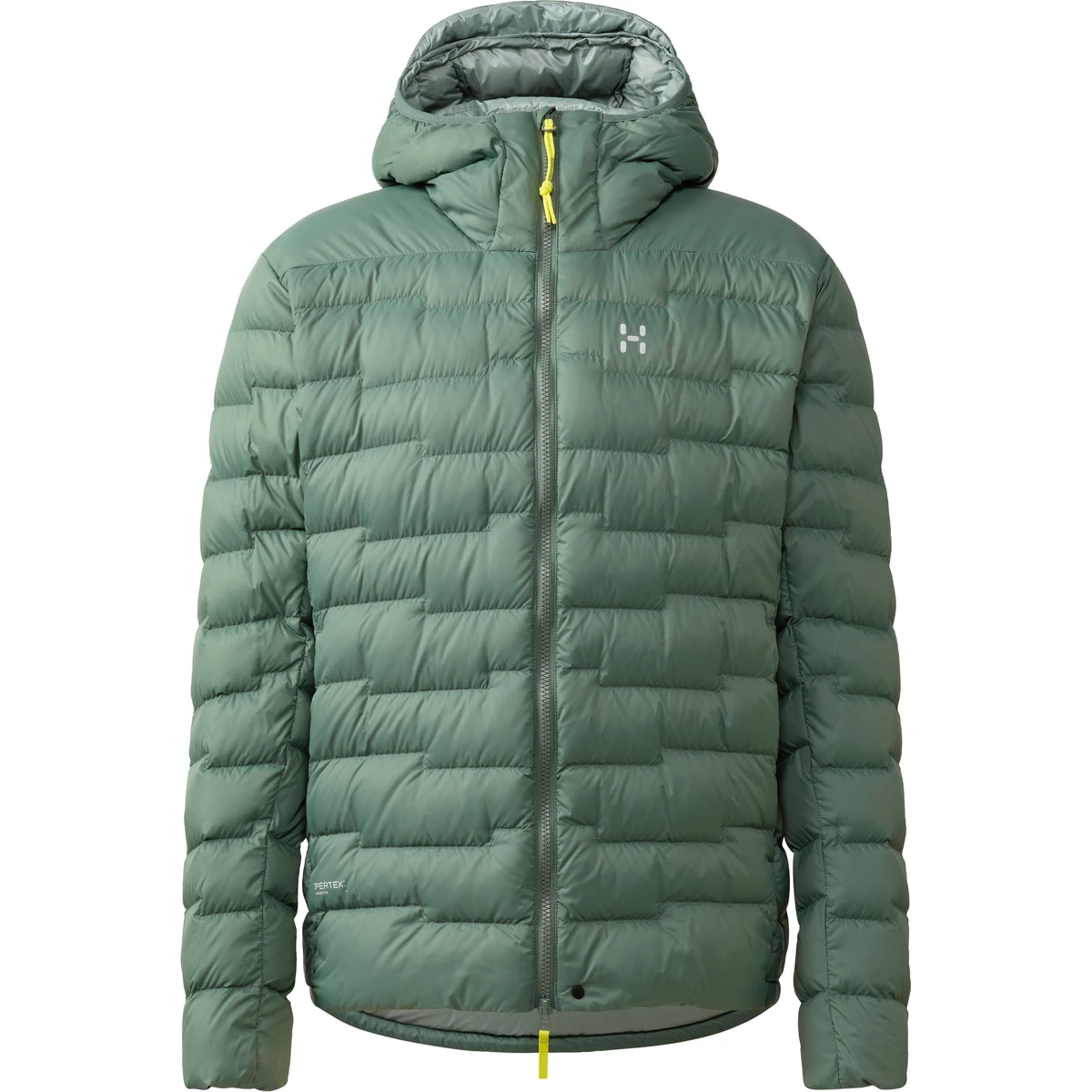 1. Haglöfs ROC Flash Down Hood – Geacă tehnică din puf cu glugă - Verde Chlorophyll Green