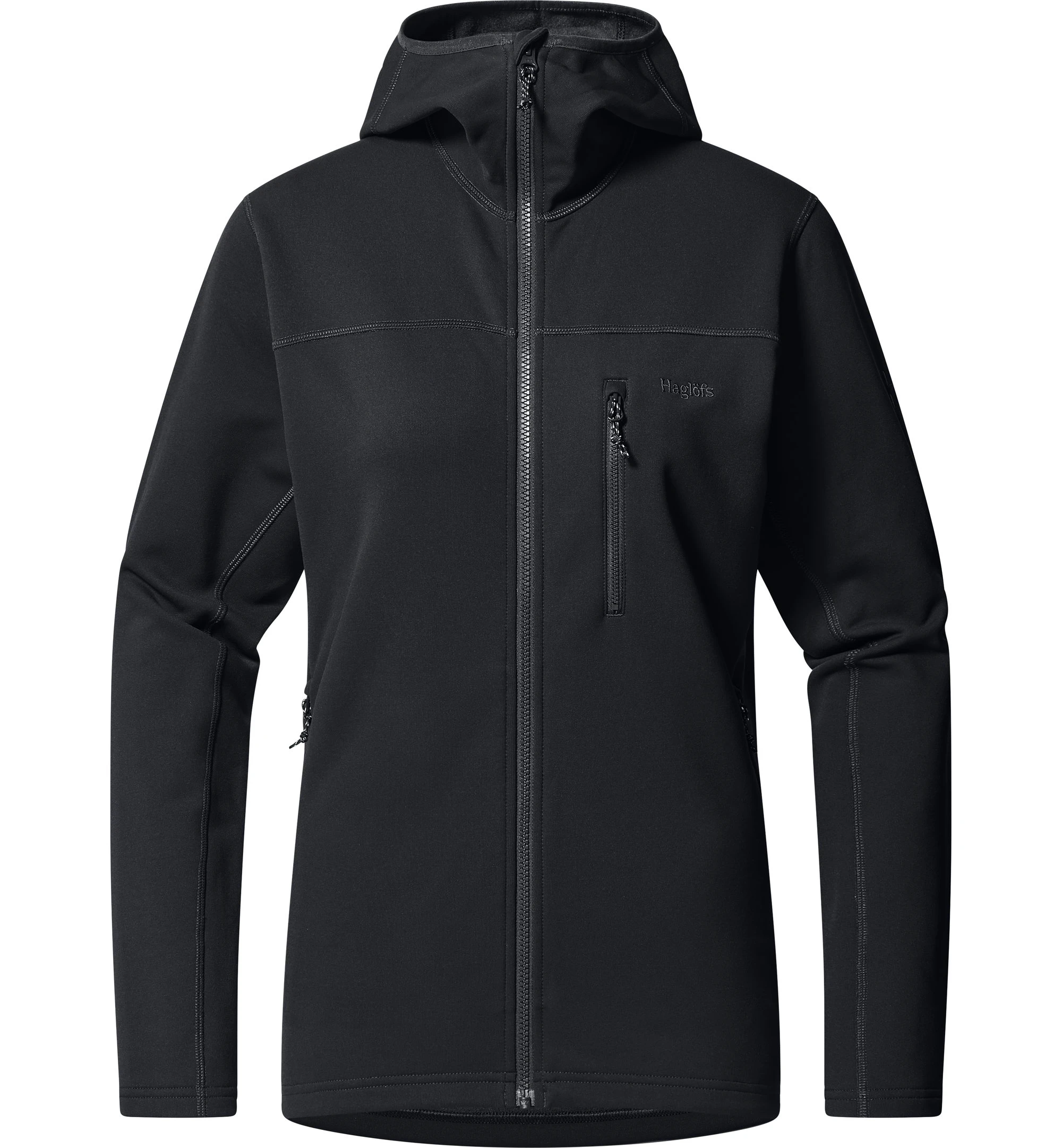 1. Haglöfs Rosson Mid Hood W – Hanorac strat intermediar - Negru True Black