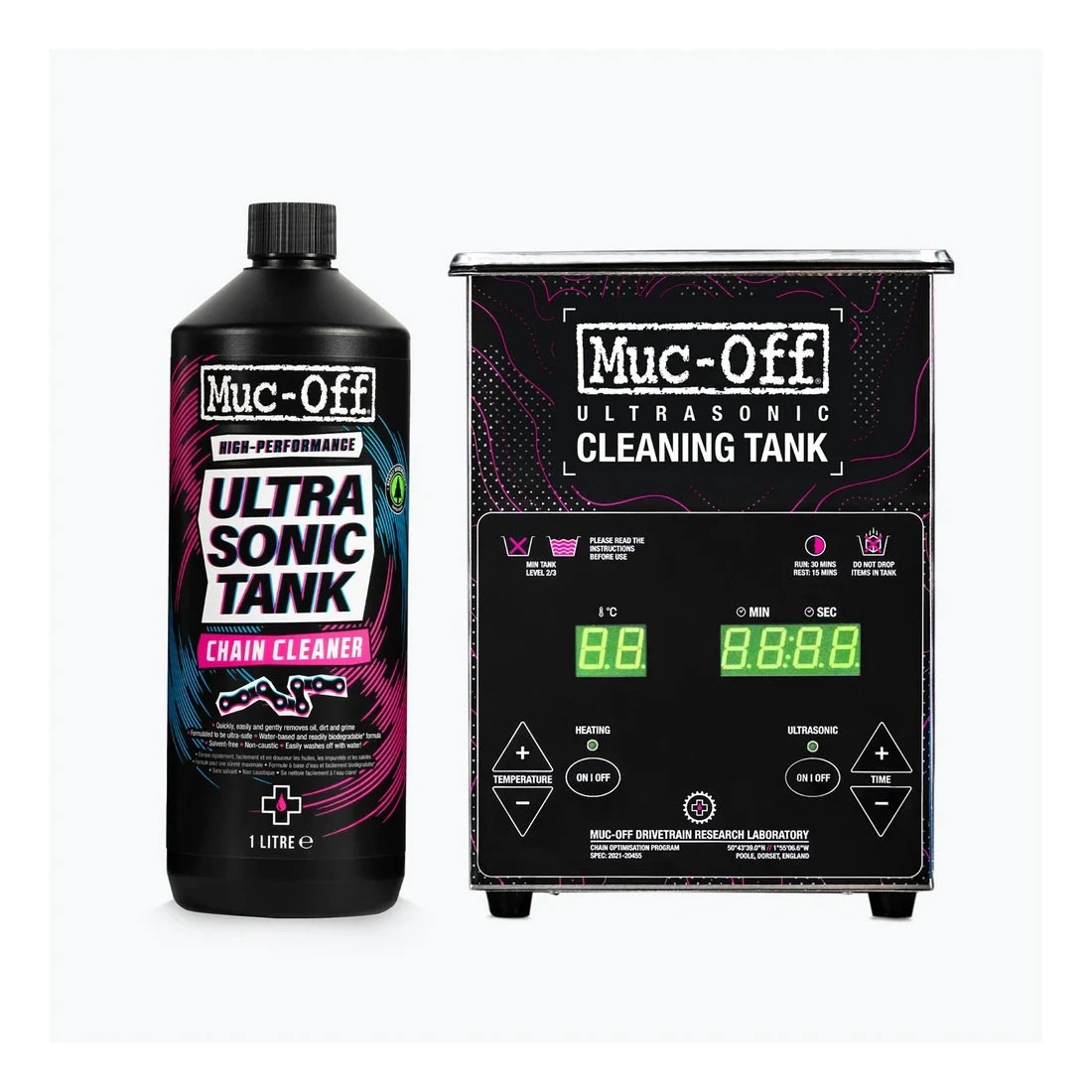 1. Cuva de curatare cu ultrasunete Muc-Off Ultrasonic Cleaning Tank + solutie Ultrasonic Cleaner 1L