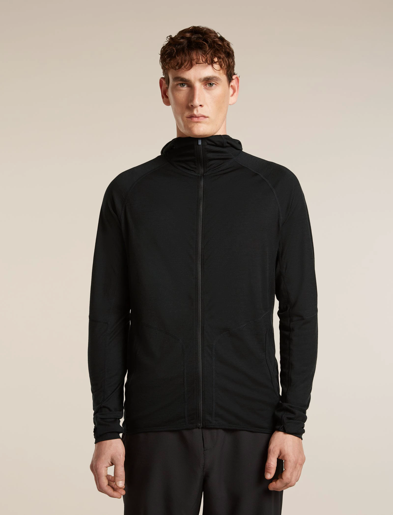 1. Hanorac Merino Icebreaker 150 Ace Zip Hoodie UPF - negru Black
