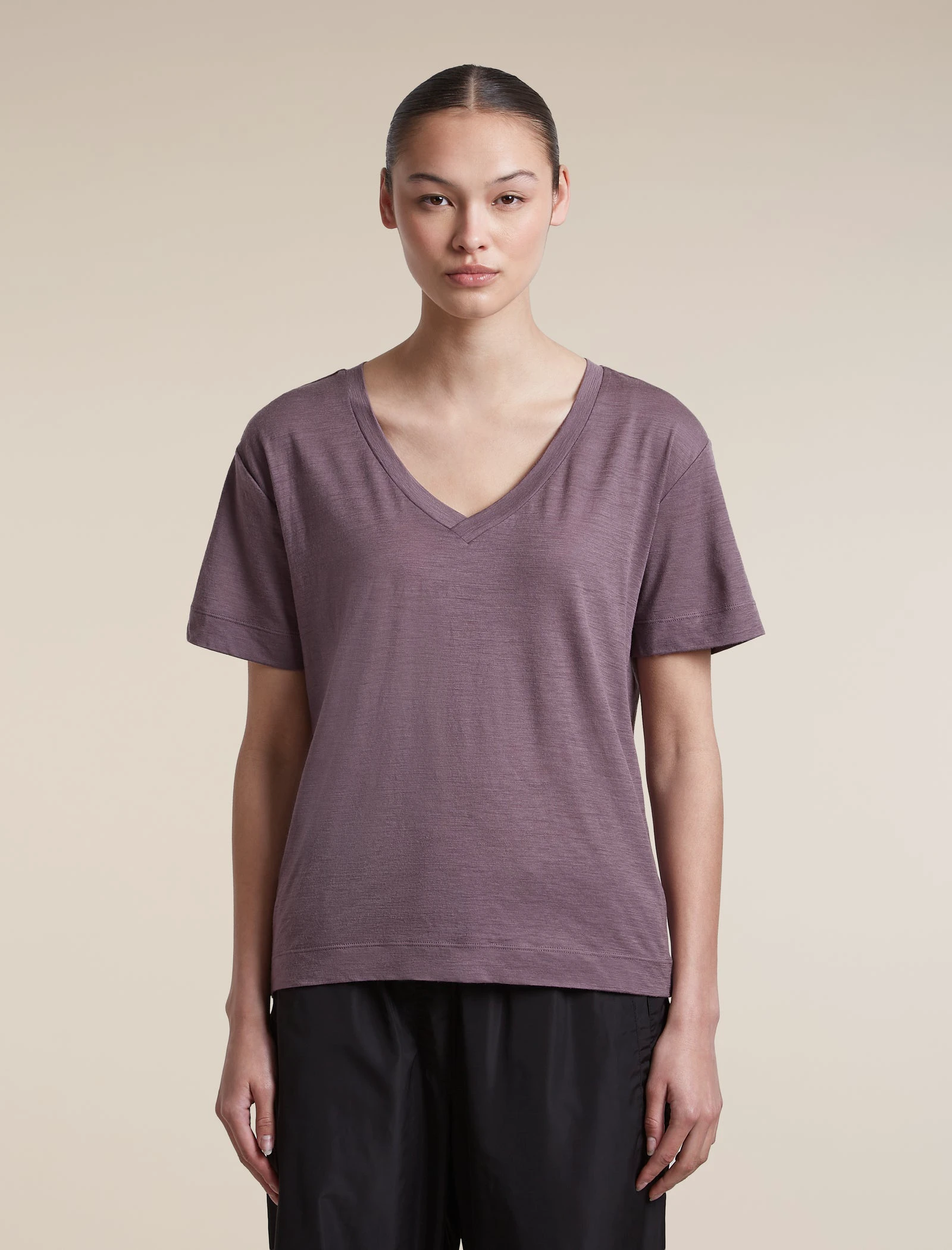 Tricou Merino Icebreaker 150 Tech Lite V Neck - gri Grey Plum - 249472