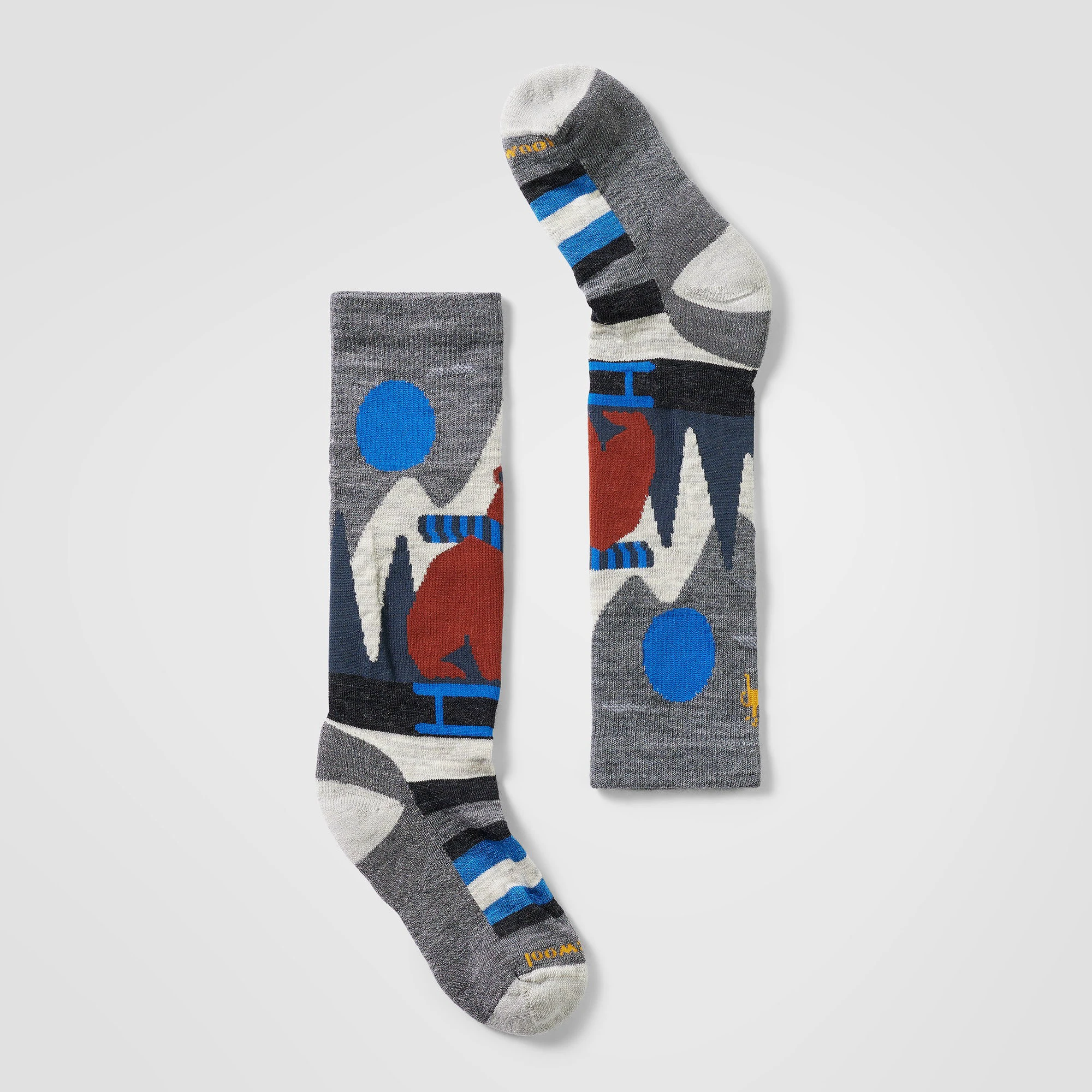 Șosete Merino schi copii Smartwool Sleigh Bear - gri Medium Gray | Over-the-Calf | Light Cushion - 249519