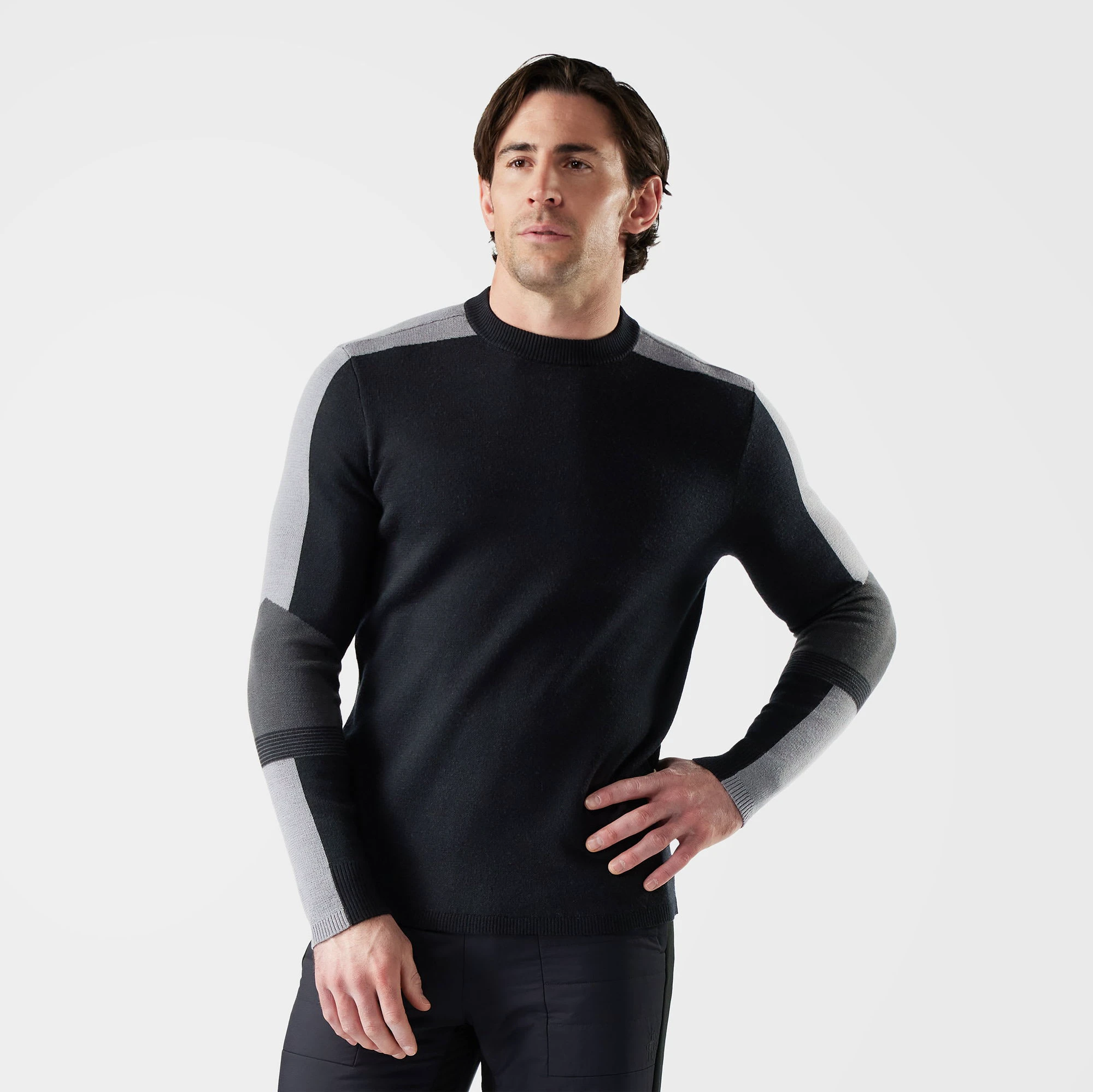 1. Pulover Merino Smartwool Alpine Crew - negru | strat termic, mărime XL