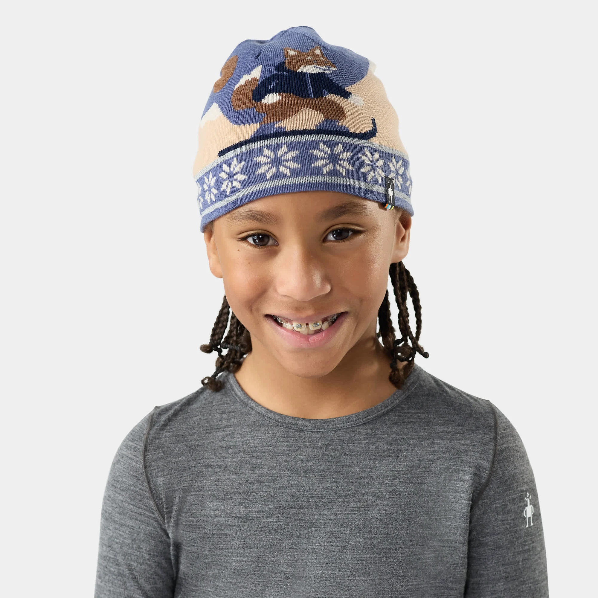 1. Căciulă Merino copii Smartwool Reversible Art Beanie - Nightfall Blue