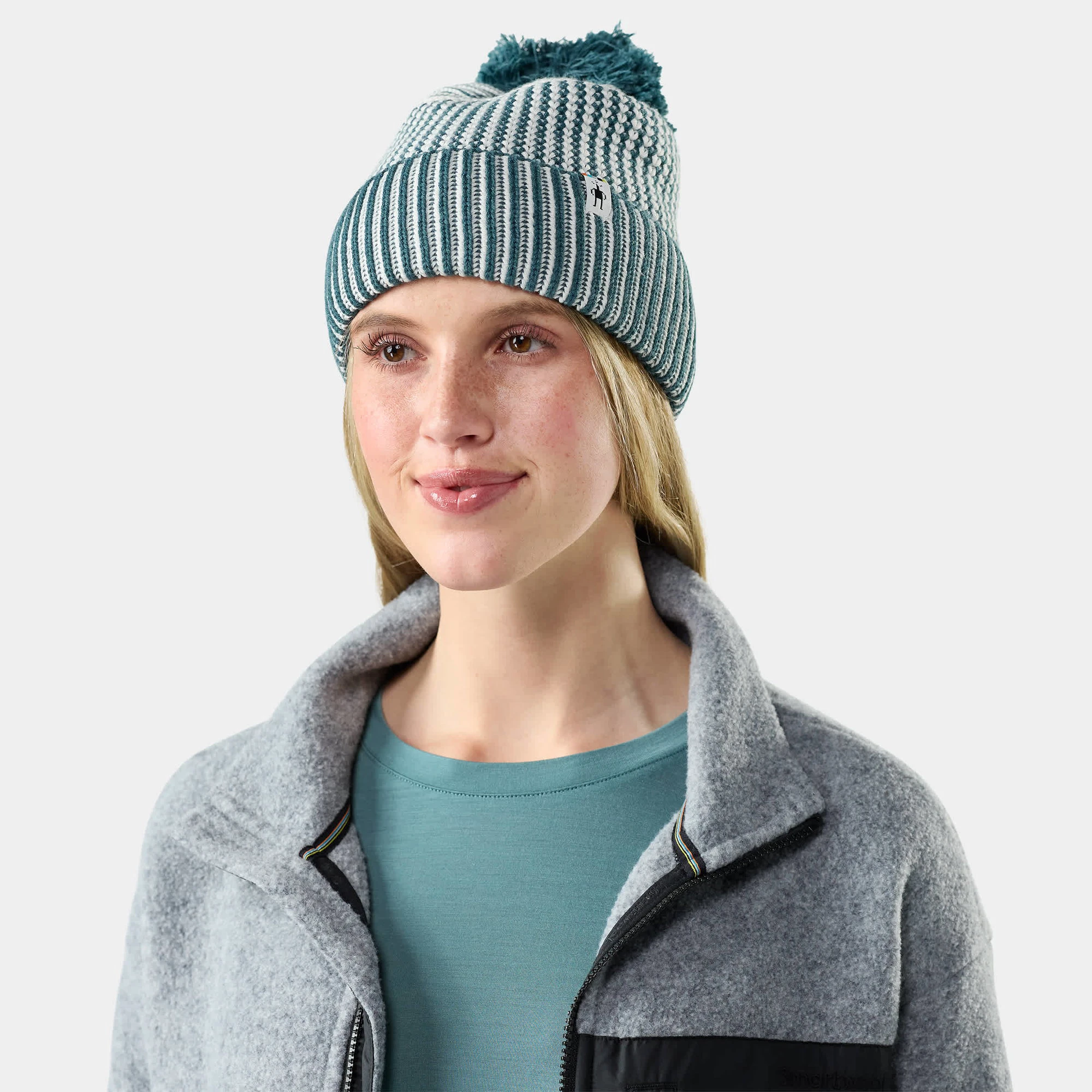 Căciulă Merino Smartwool Summit Knit Pom Beanie - turcoaz Dusty Teal - 249562