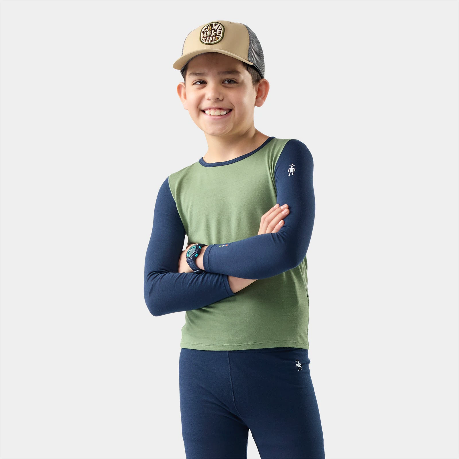 Base layer Merino Smartwool Classic Blend Crew copii - verde Green Tea - 249579