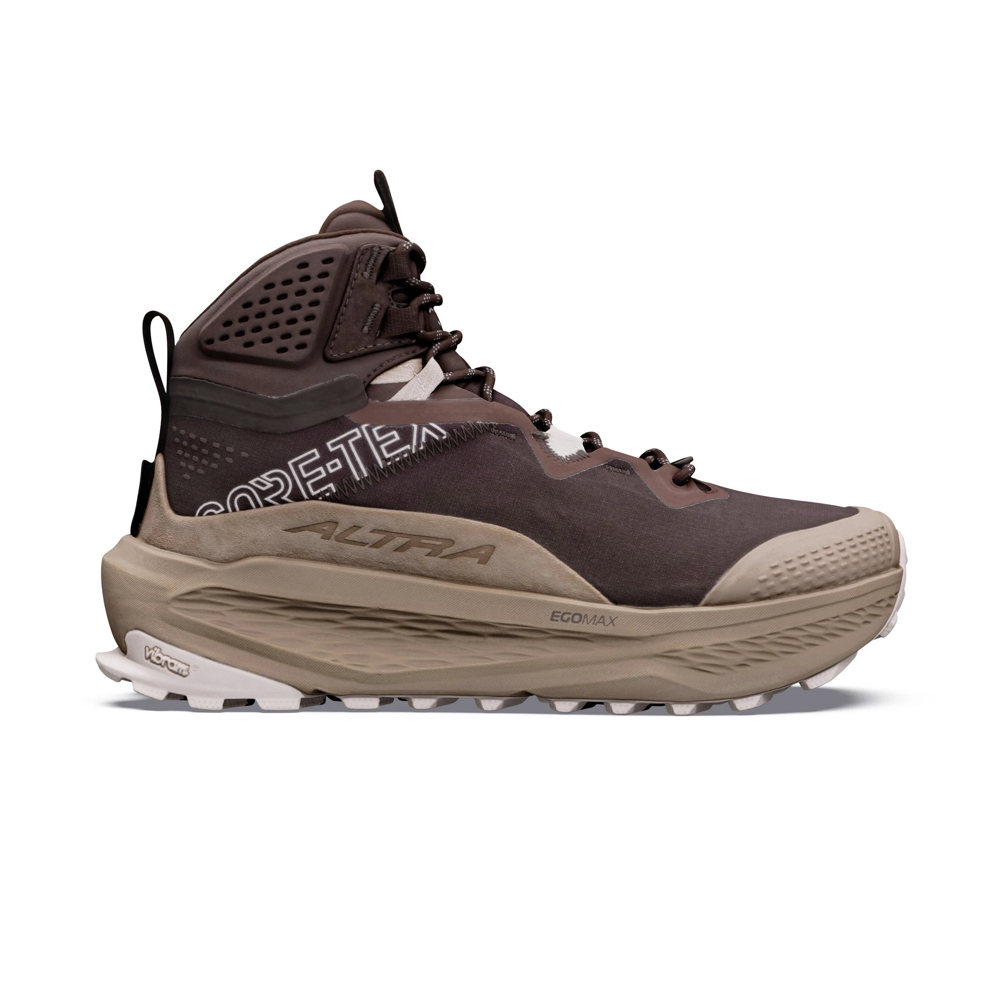 1. Ghete drumeție Altra Olympus 7 Mid GTX pentru damă - maro Chocolate Torte | Mountain Trail | Whisper Pink | GORE-TEX și talpă Vibram