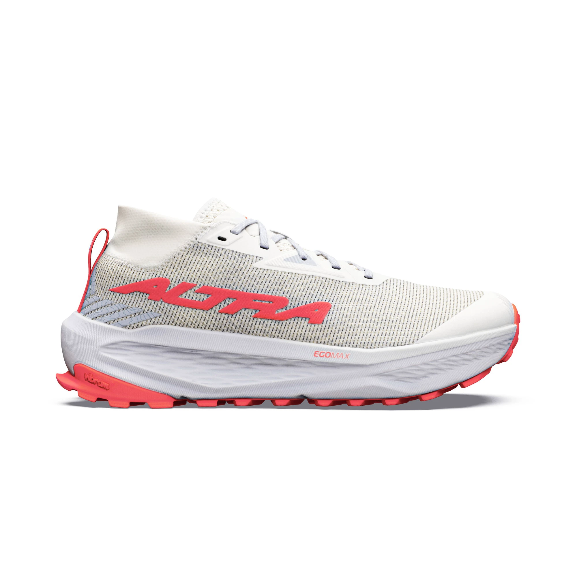 1. Pantofi alergare trail Altra Olympus 275 HiLo pentru bărbați - gri Vaporous Gray | Fiery Coral | Altra EGO™ MAX și Vibram®