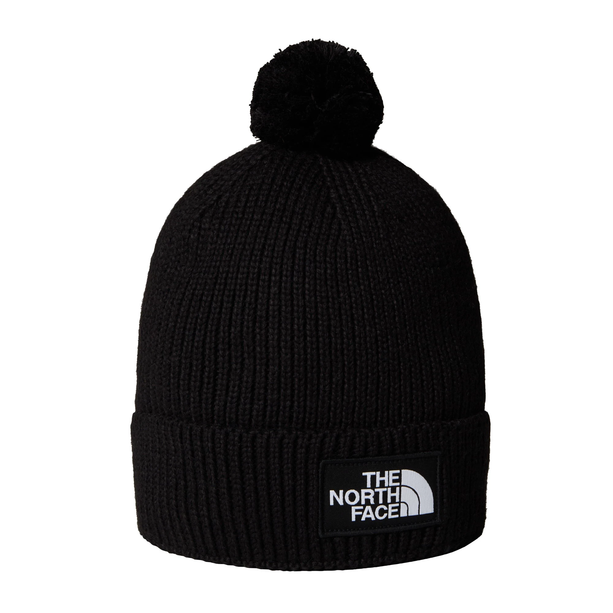 1. Căciulă cu pompon The North Face Logo Box Pom - negru Black | pompon detașabil