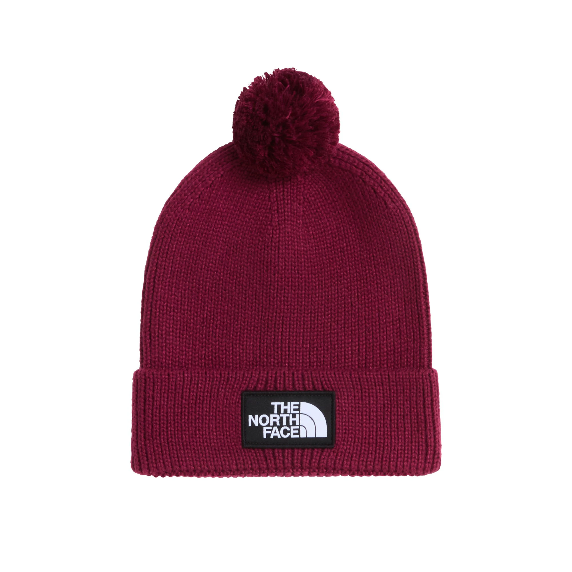 Căciulă cu pompon The North Face Logo Box Pom - bordo Burgundy Crush | pompon detașabil - 250674