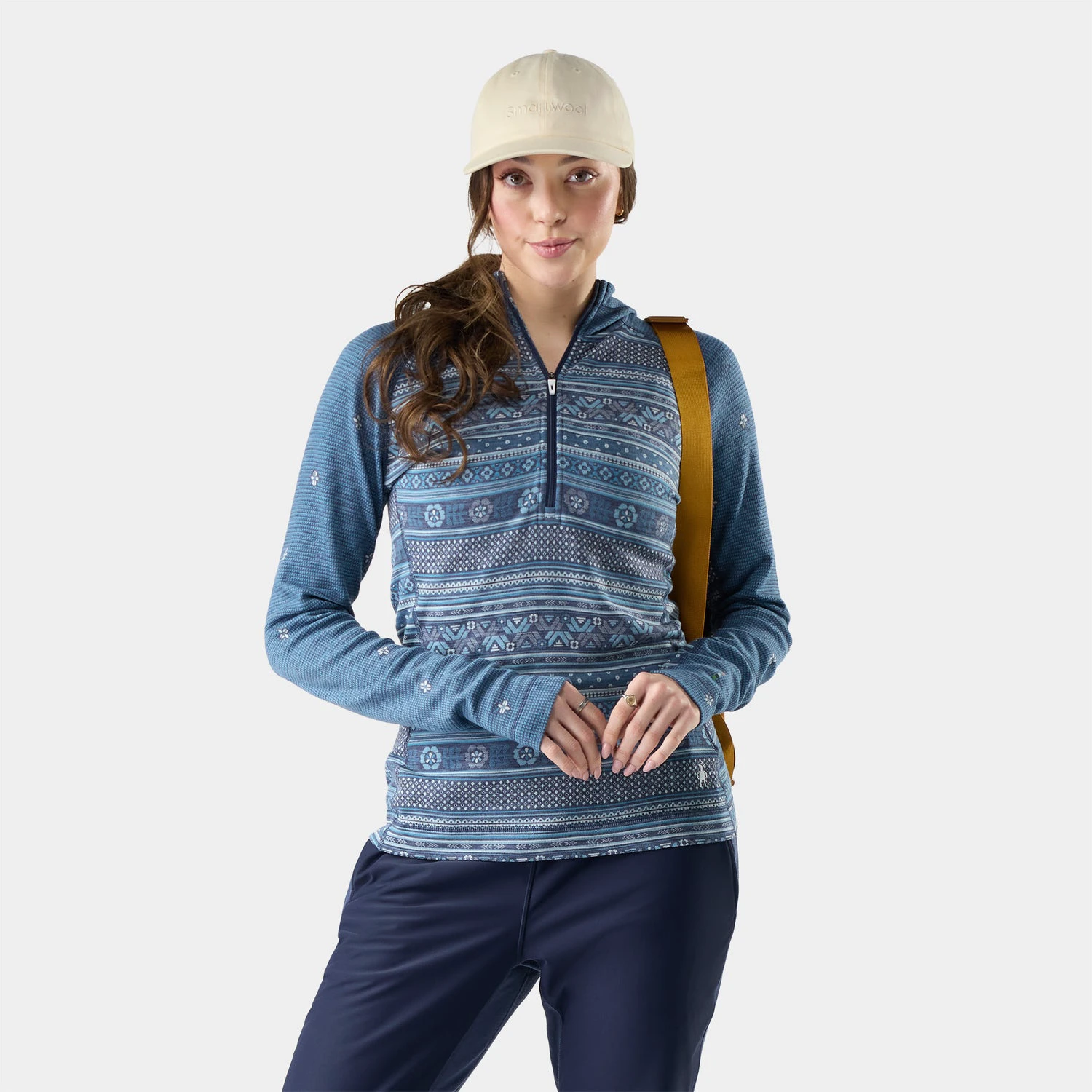 Hanorac de corp Smartwool Classic Thermal Merino Base Layer 1/2 Zip Hoodie - damă - Nightfall Fair Isle Fun - 250973