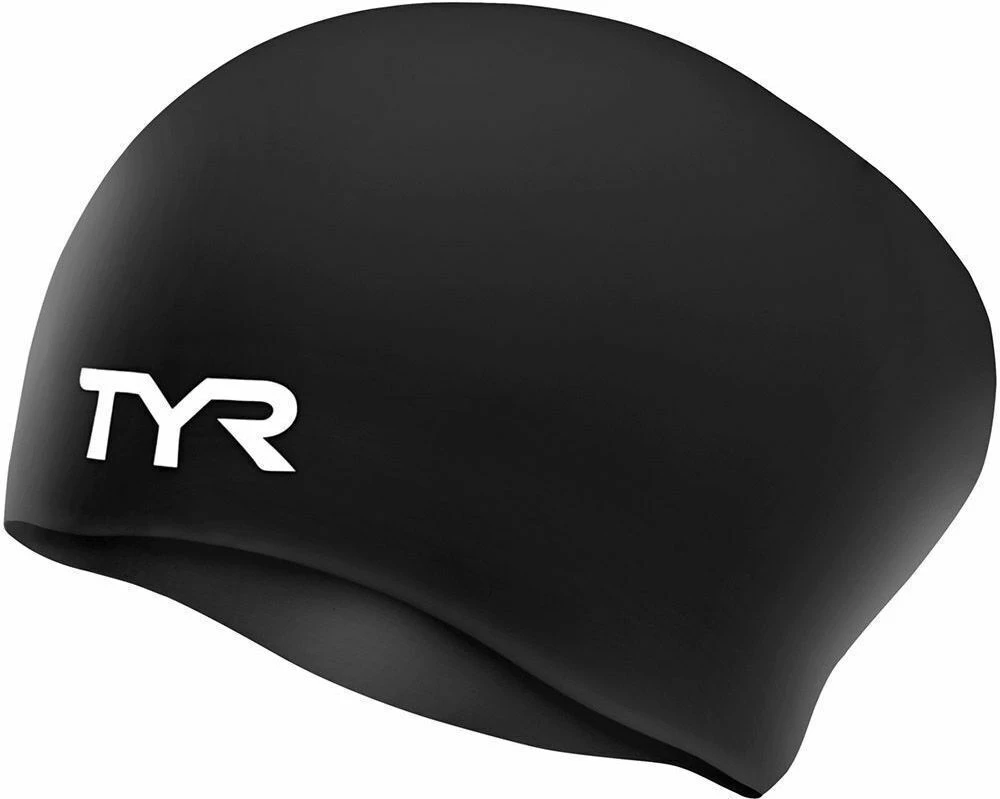 Cască înot silicon TYR Long Hair - păr lung, fără cute - negru - 141381